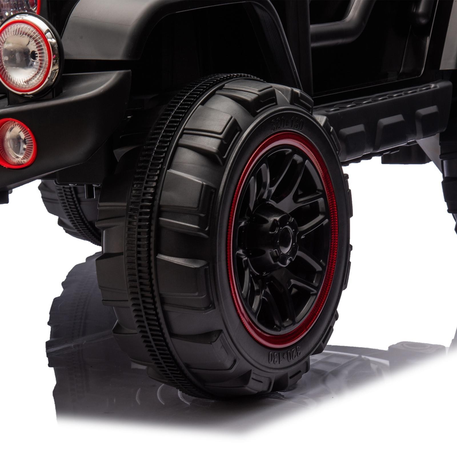 24V Kids Ride-On Car with Portable Pull Rod, Light & Searchlight, USB, Slow