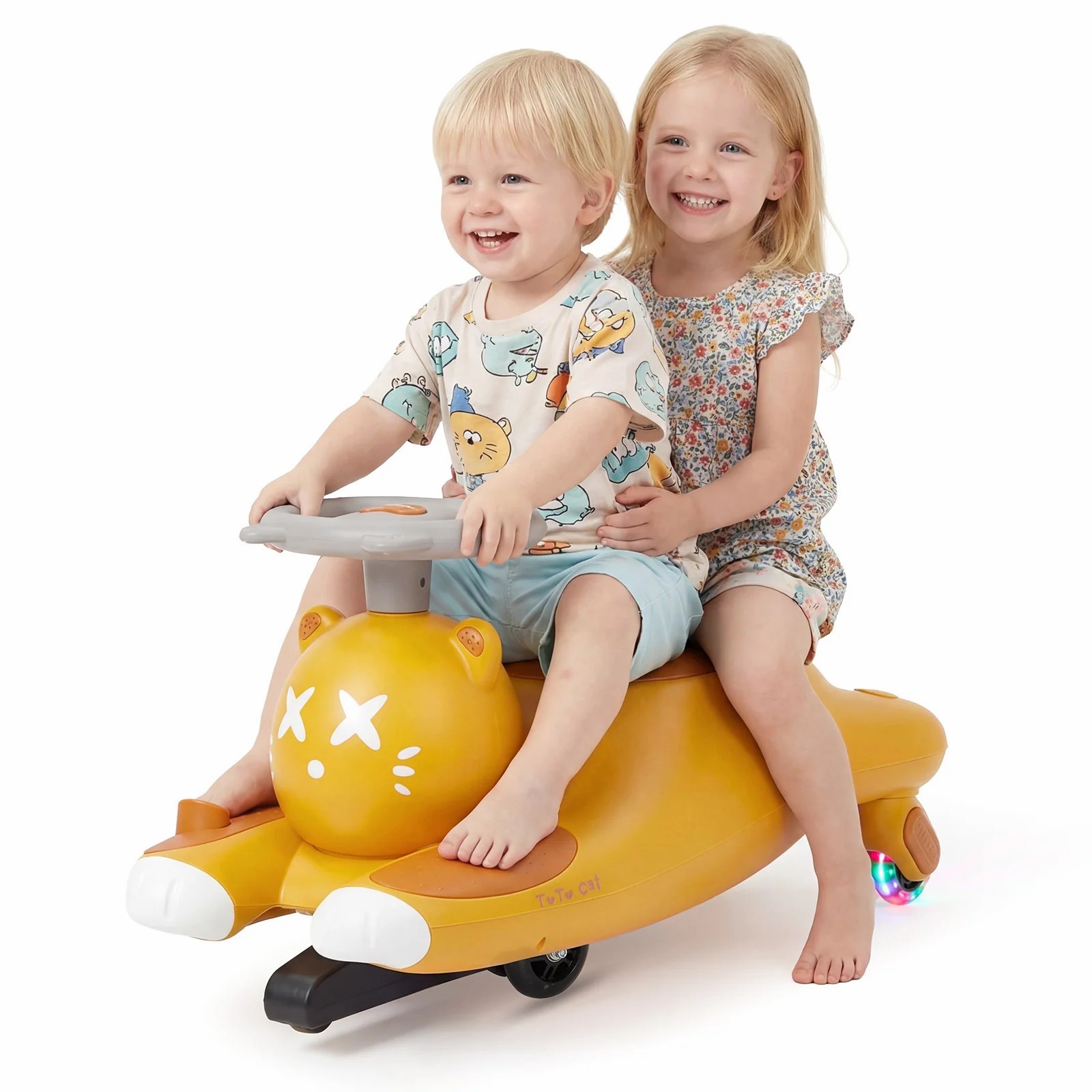 Cartoon Cat 12V Kids Wiggle Ride On Car Battery Pedal Operated Indoor Outdoor US