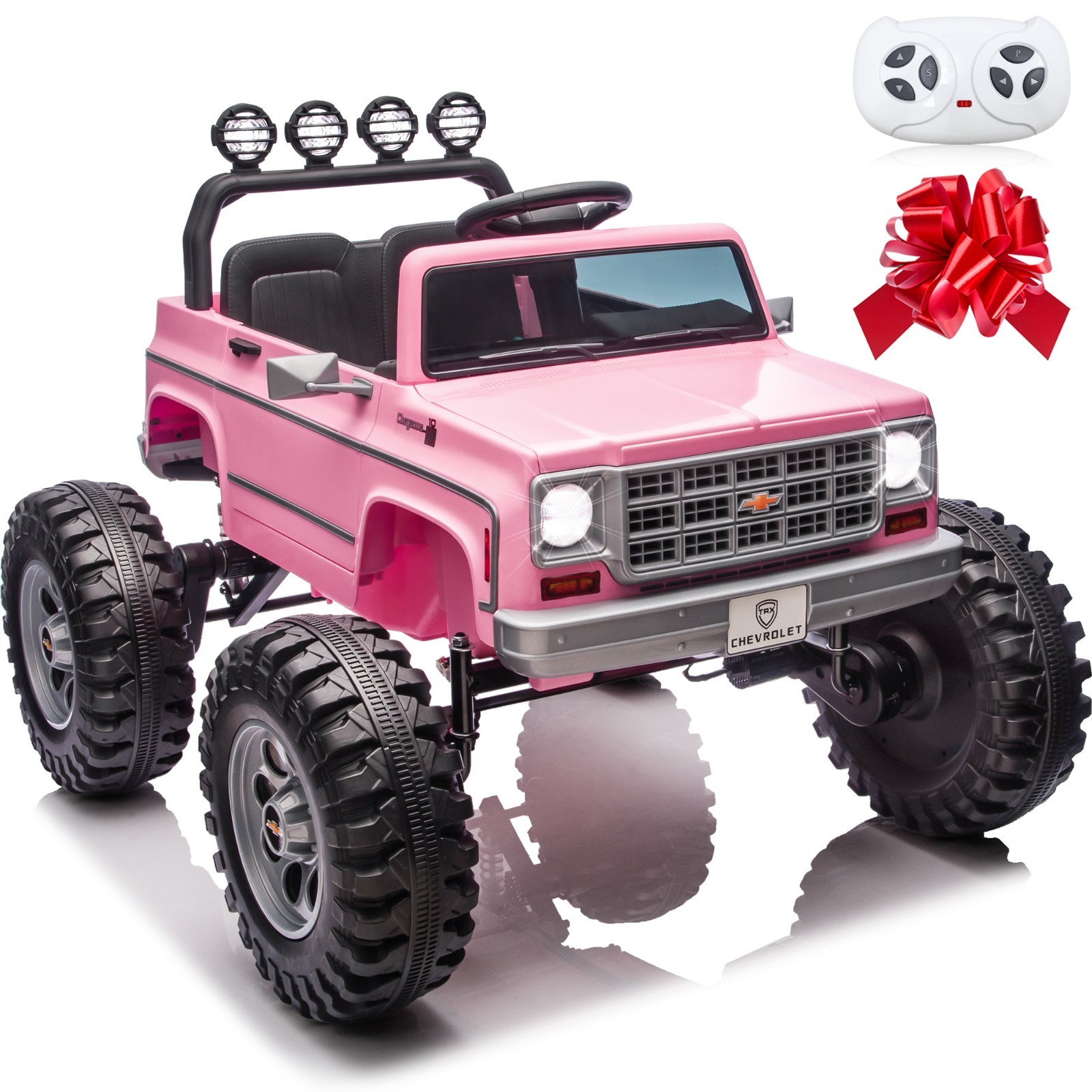 Chevrolet Cheyenne 24V Kids Electric Ride On Truck Remote Bluetooth USB LED Pink