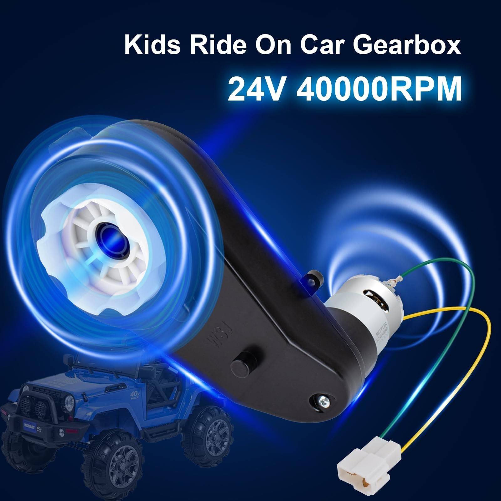 2Pcs 24V 40000RPM Gearbox Motor for Kids Ride-On Car, RS550 Drive Engine, Toy Up