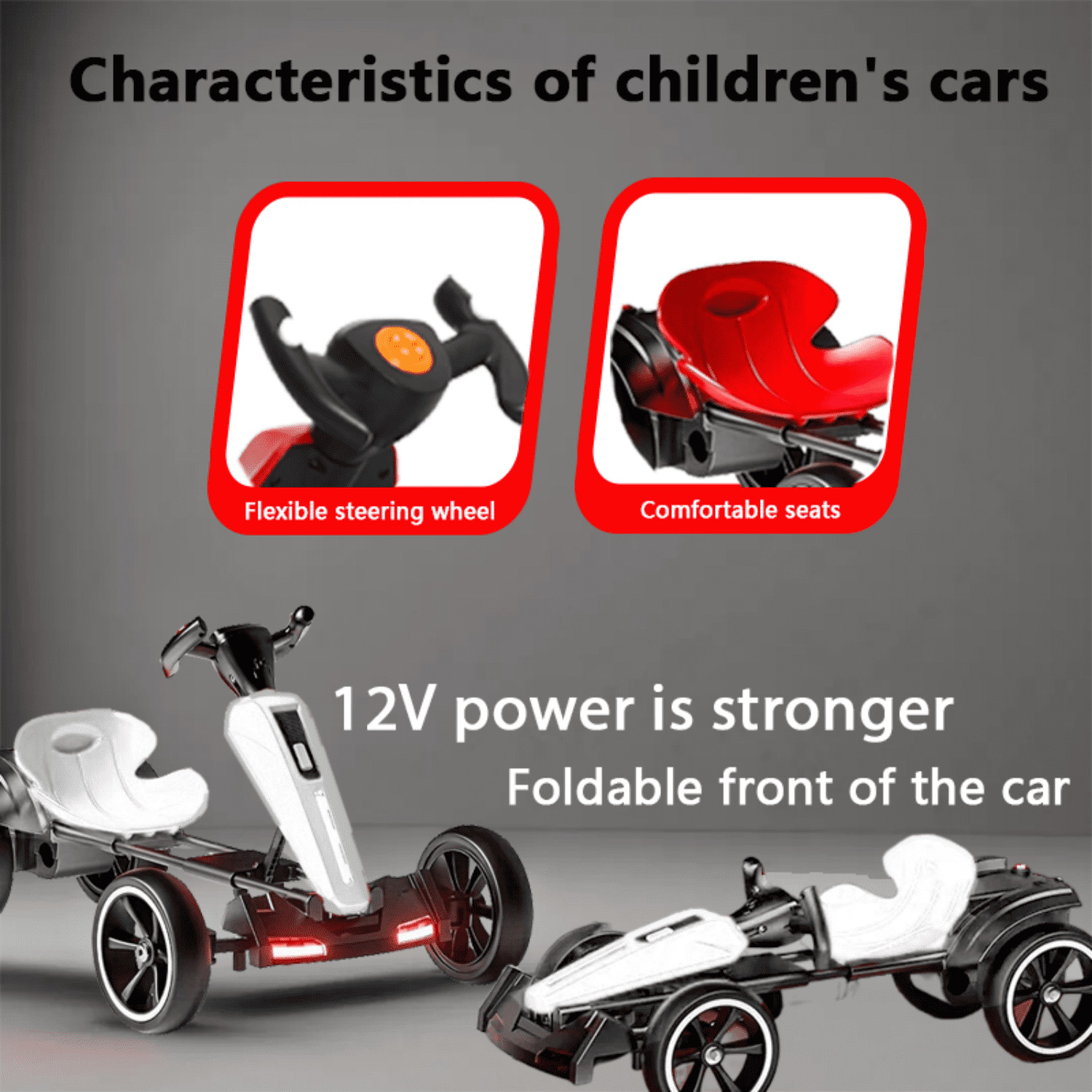 12V Electric Pedal Go Kart Ride on Toy for Kids 3-8 Years 400W*2 Motors 5 MPH