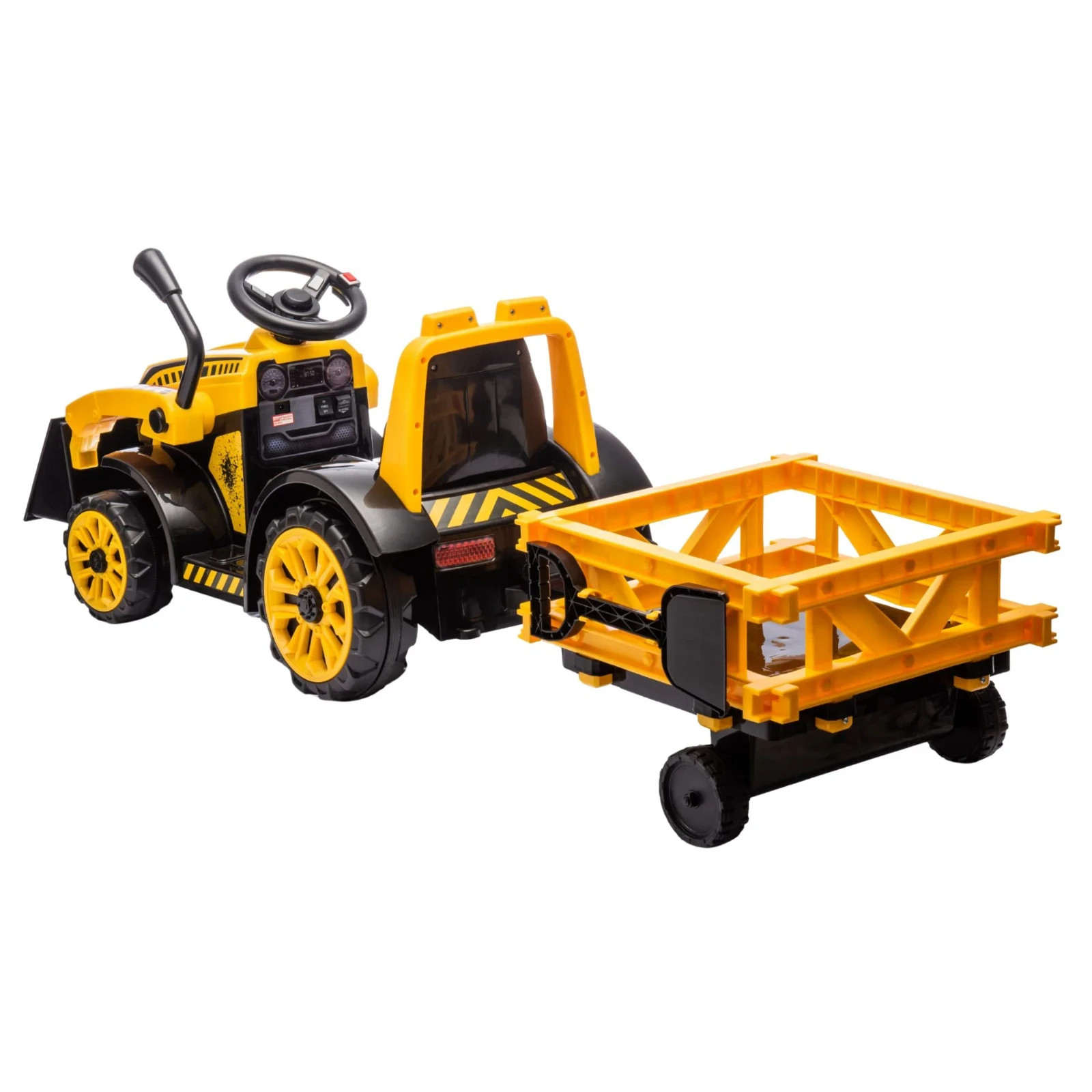 Construction Tractor 6V Battery-Powered Ride-On w/ Working Loader, Ages 1.5+
