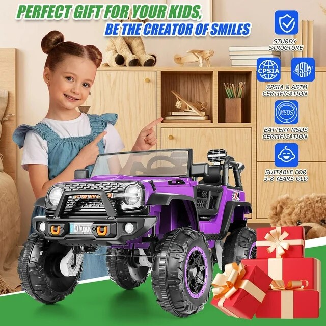 Kids Ride on Truck 24V Electric Truck Toy Car 400W 2 Seats LED Lights Kids Gift!