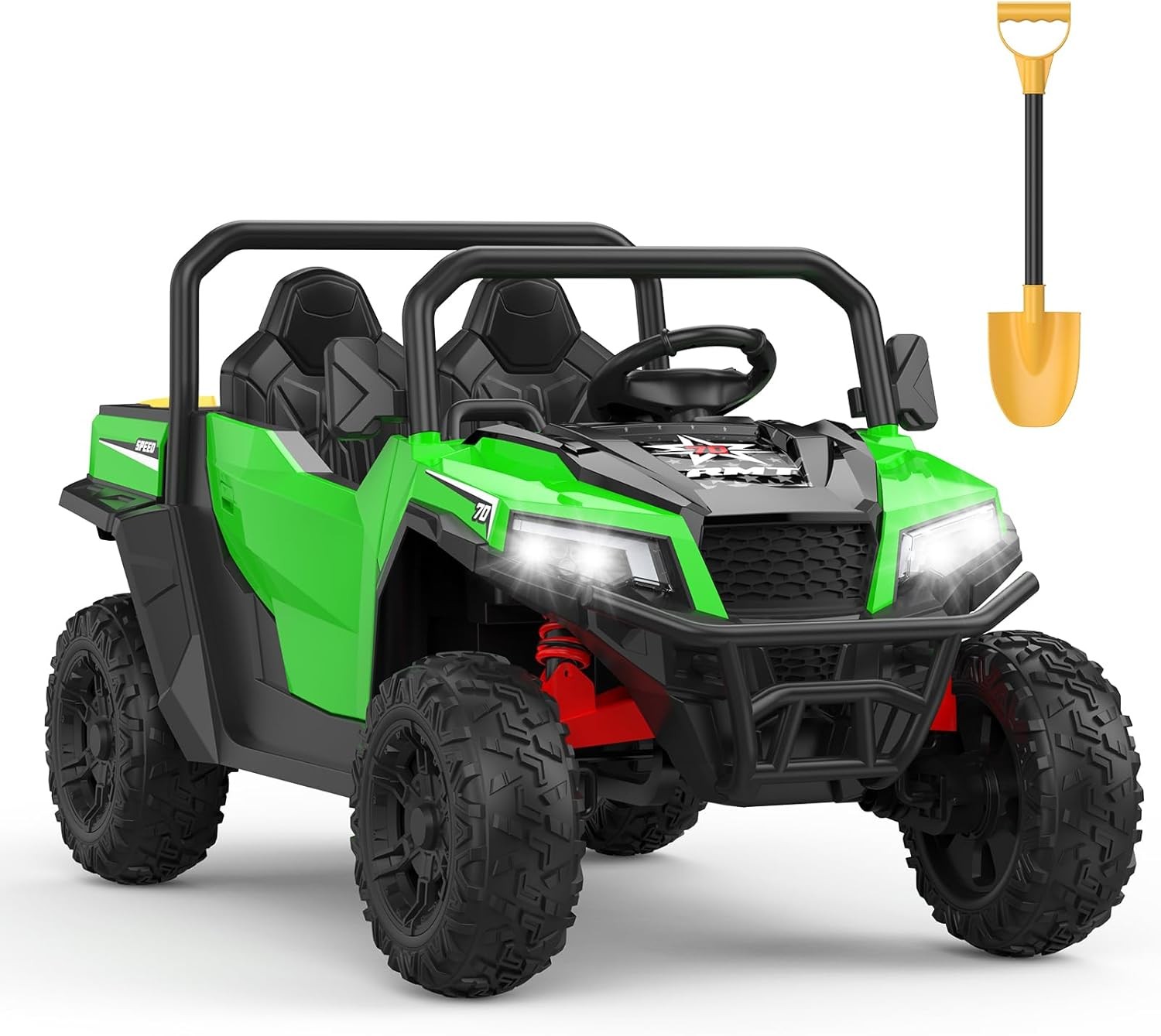 Green 24V 4WD Kids Dump Truck W/ Remote Control & Electric Dump Bed, for Age 4-8