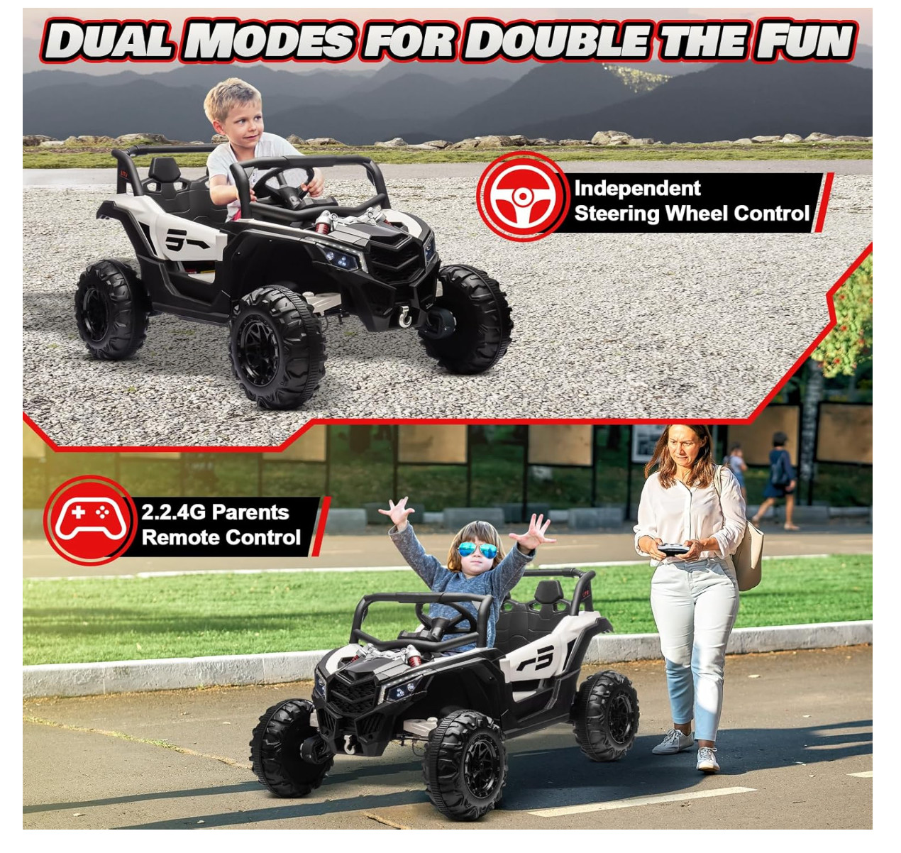 24V Ride On Car for Kids w/Remote Control, JOYRACER Battery Powered Off-Road UTV