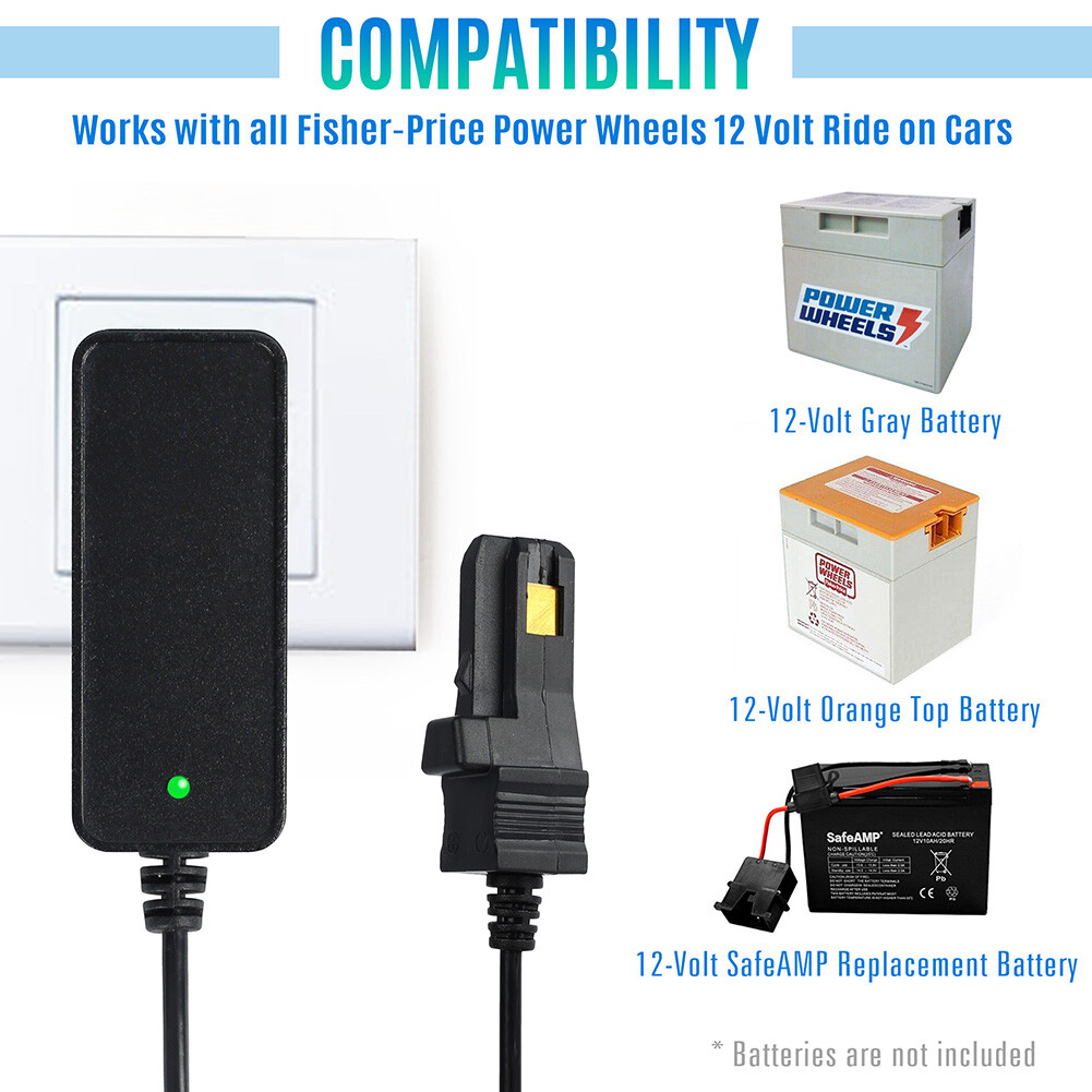 12-Volt Charger for Power Wheels Gray Battery and Orange Top Battery 00801-1778