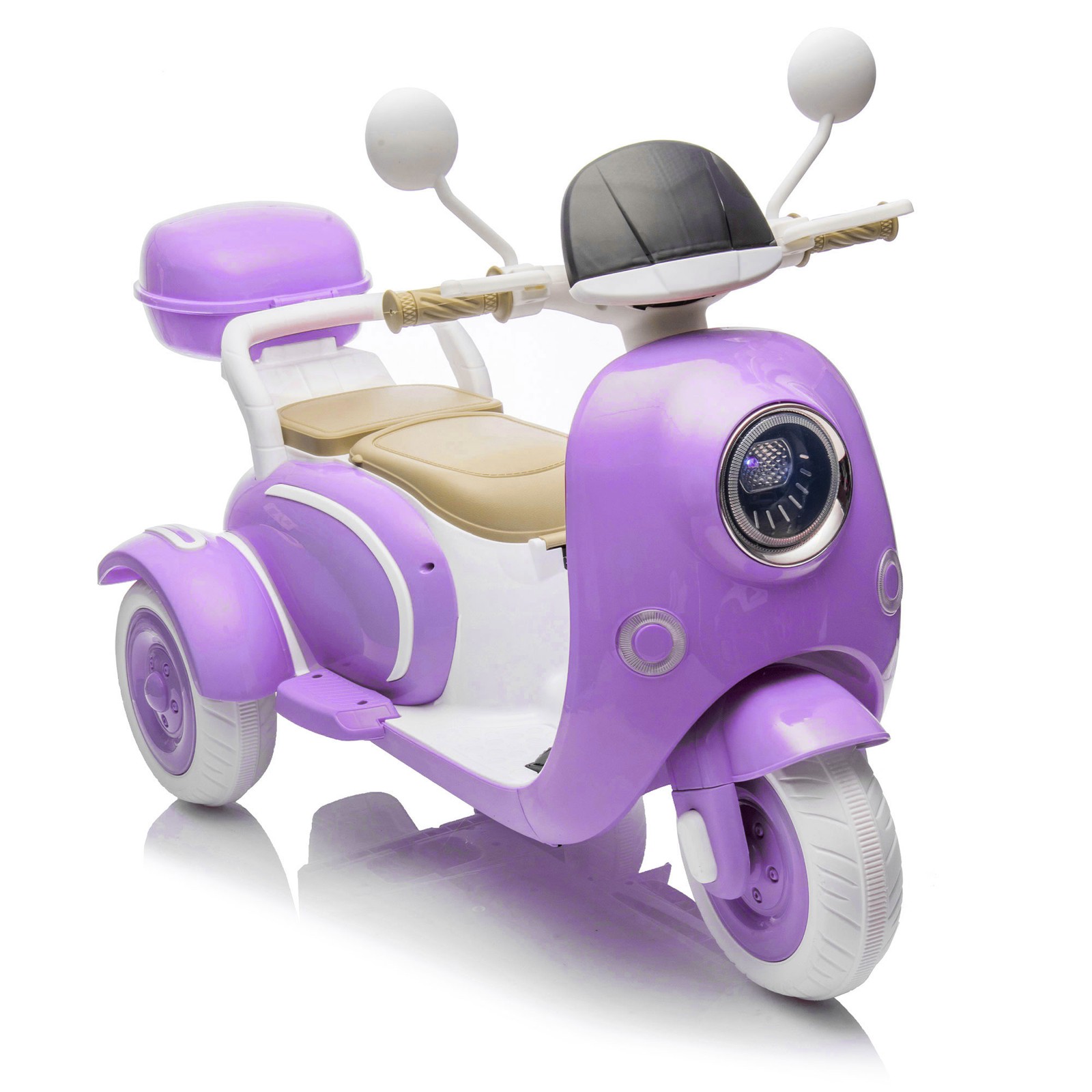 12V Two Motors Kids Ride On Level Up Two-seater 3 Wheel Toy for Kids 3-6 Purple