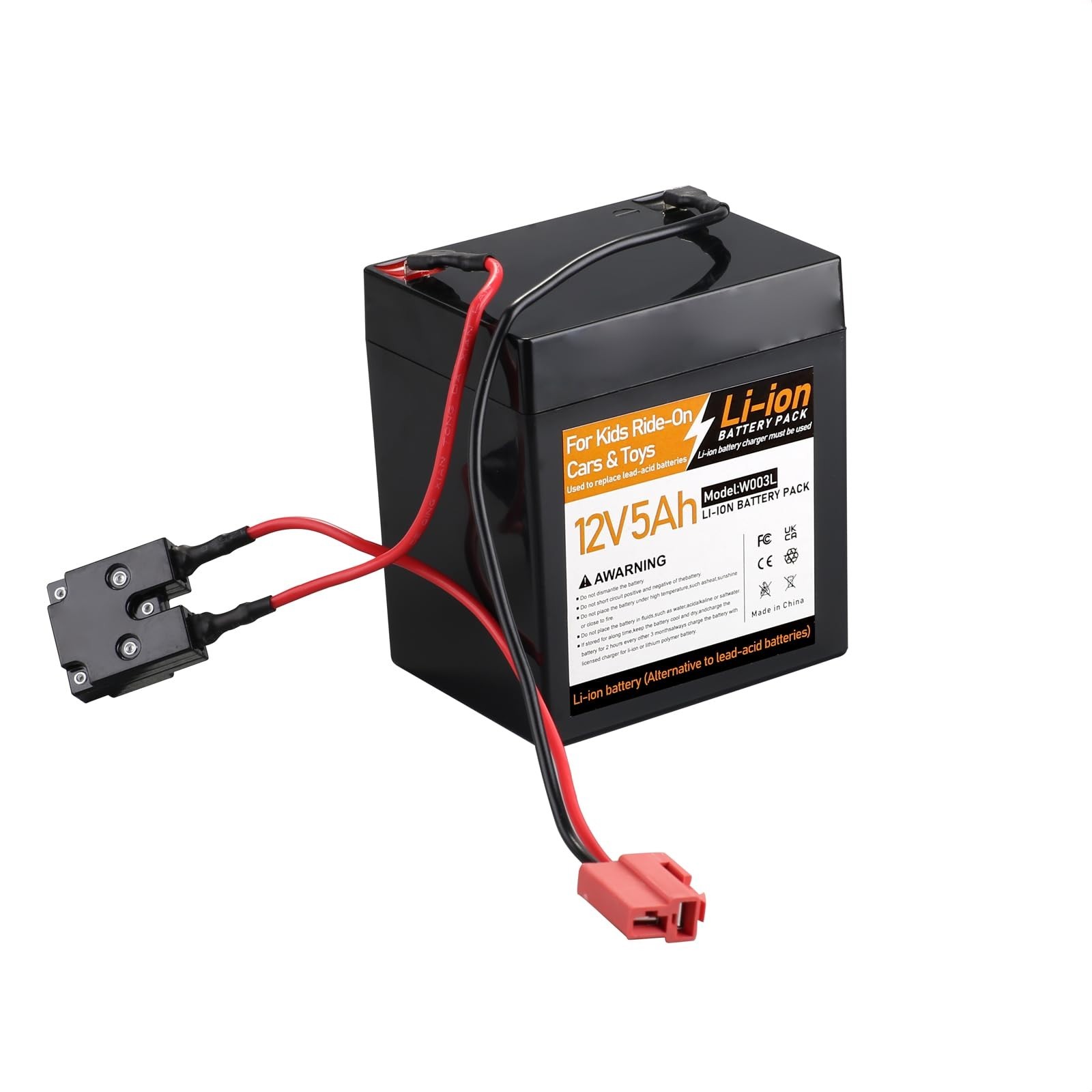 12V 5Ah Lithium-ion Replacement Battery for Kids Ride-On Toy Car, Durable Power