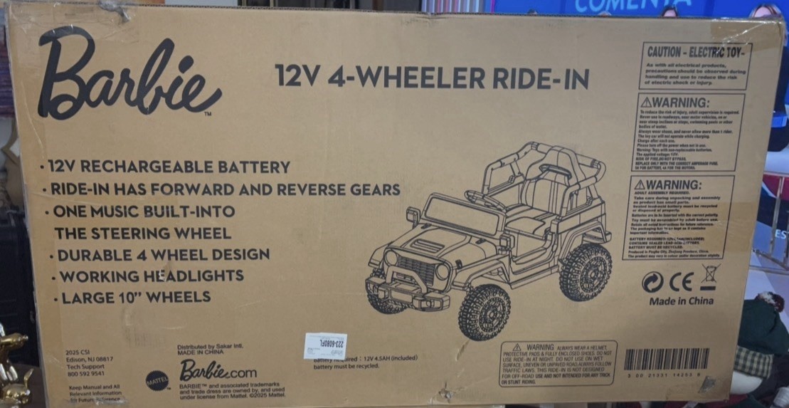 Licensed 12V 1-Seater Rugged Kids Ride-On -Barbie