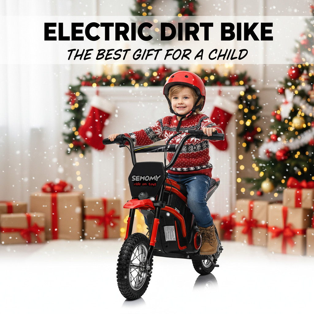 24V 350W Electric Dirt Bike Off-Road Electric Motorcycle Red for Kids 8-12 Years