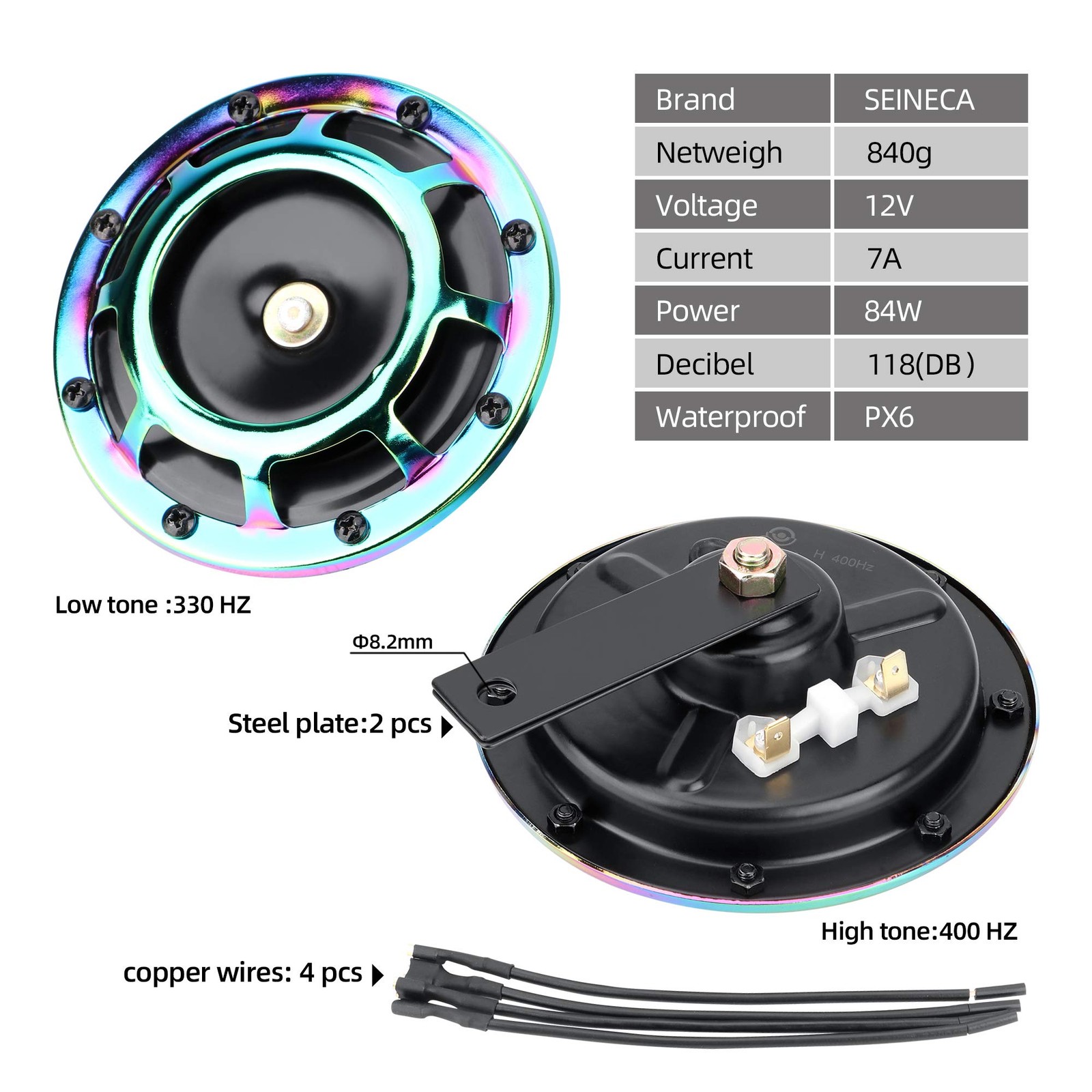 Car Horn 12V Loud Super tone,Waterproof Electric Horn Metal Twin Horn Kit wit…
