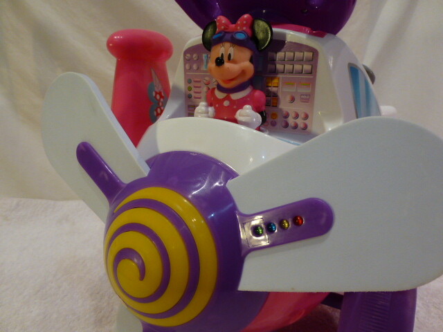 Minnie Mouse Airplane Ride On Toy for Toddler with Sounds and Lights Kiddieland