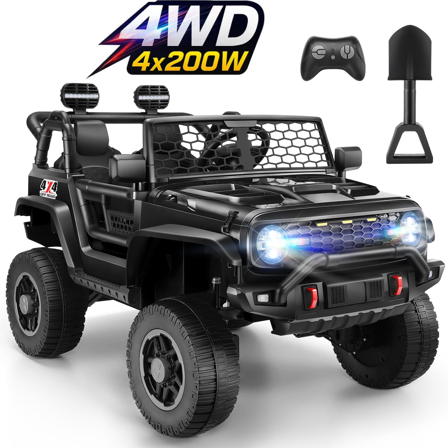 24V Ride on Car, 2 Seater Battery Powered Electric Truck 4WD/2WD Remote Control