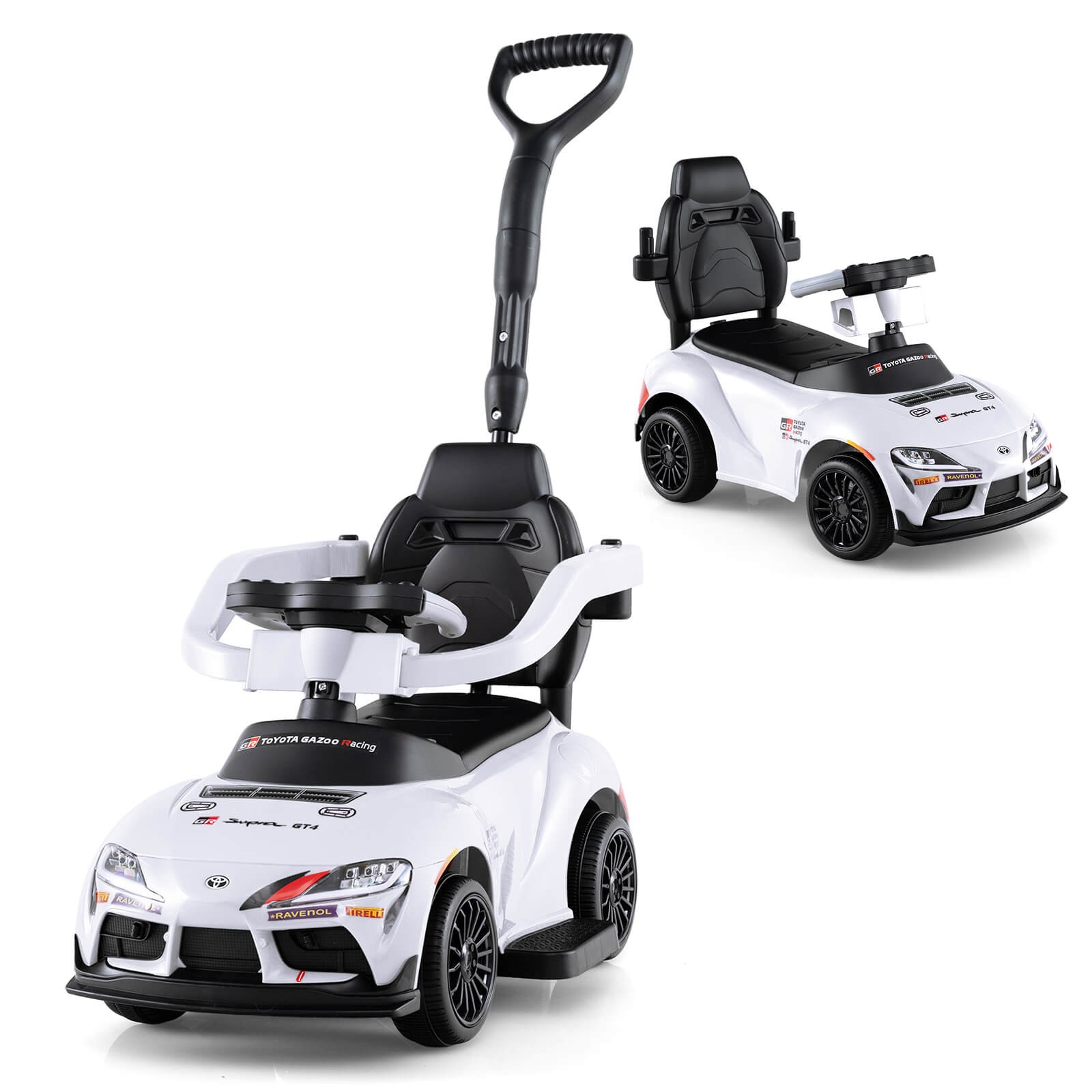 Toyota Licensed Ride on Push Car w/Parent-Control Handle Music Safety Guardrail