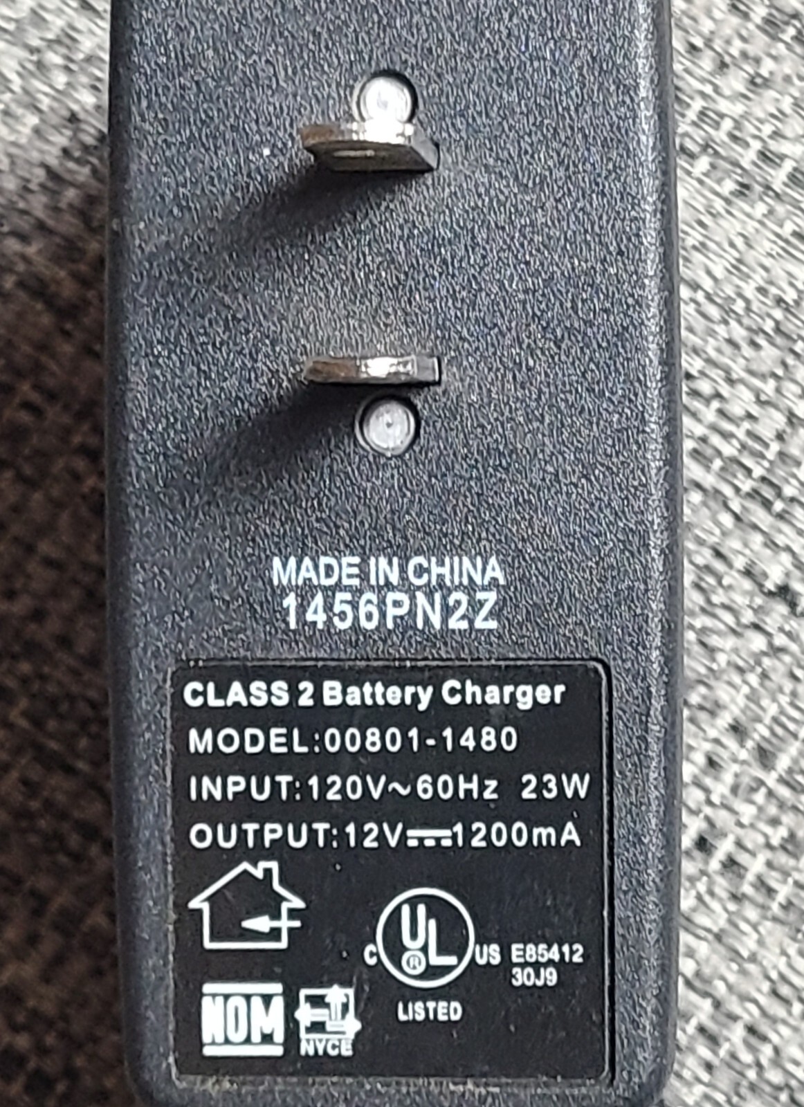 Original 12-Volt Charger for Power Wheels 00801-1480 Tested
