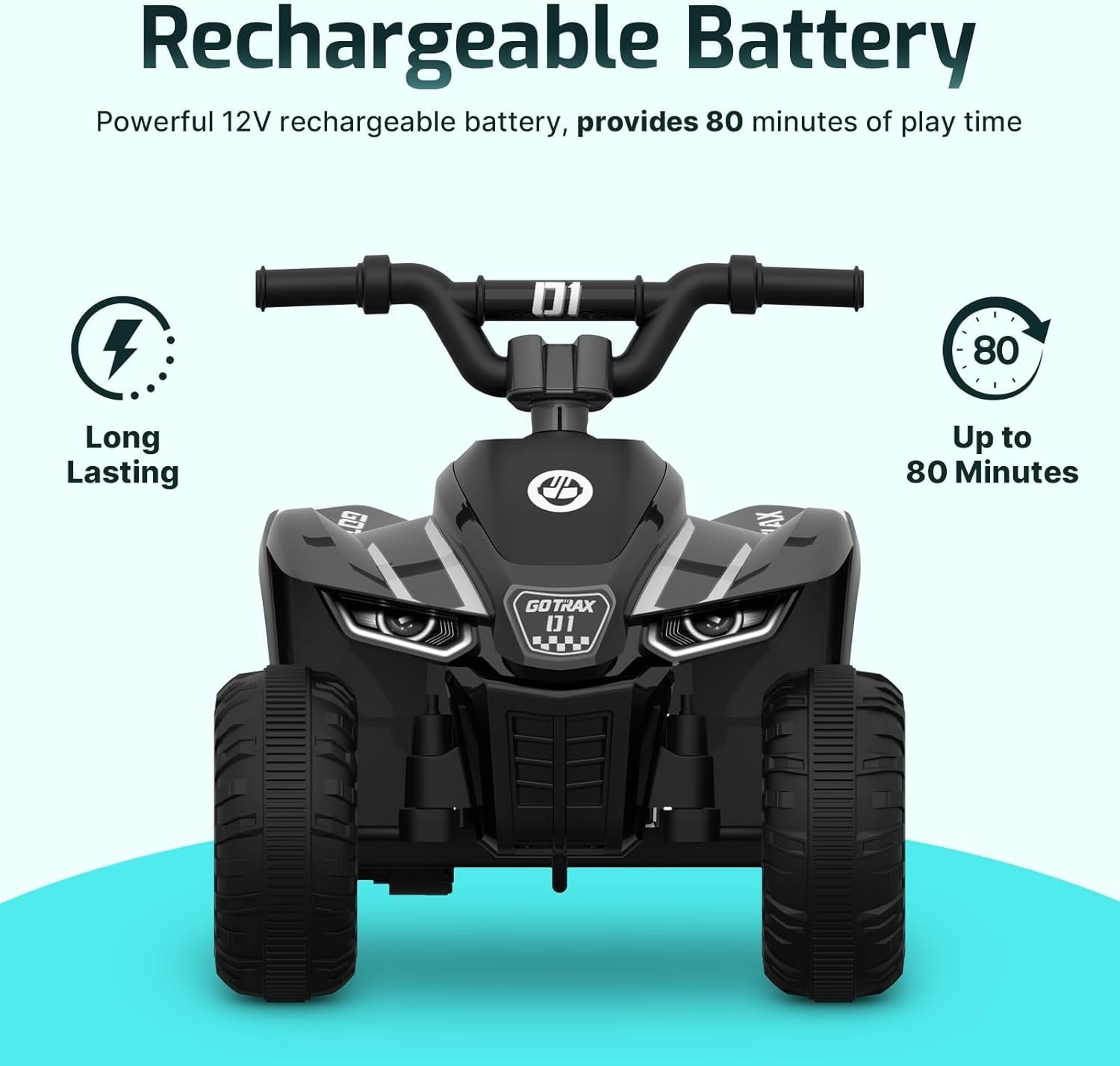 RT1 Ride on Toys for Toddlers 1.5-4, Safe 12V Lead-acid Battery up to 80 Minu…