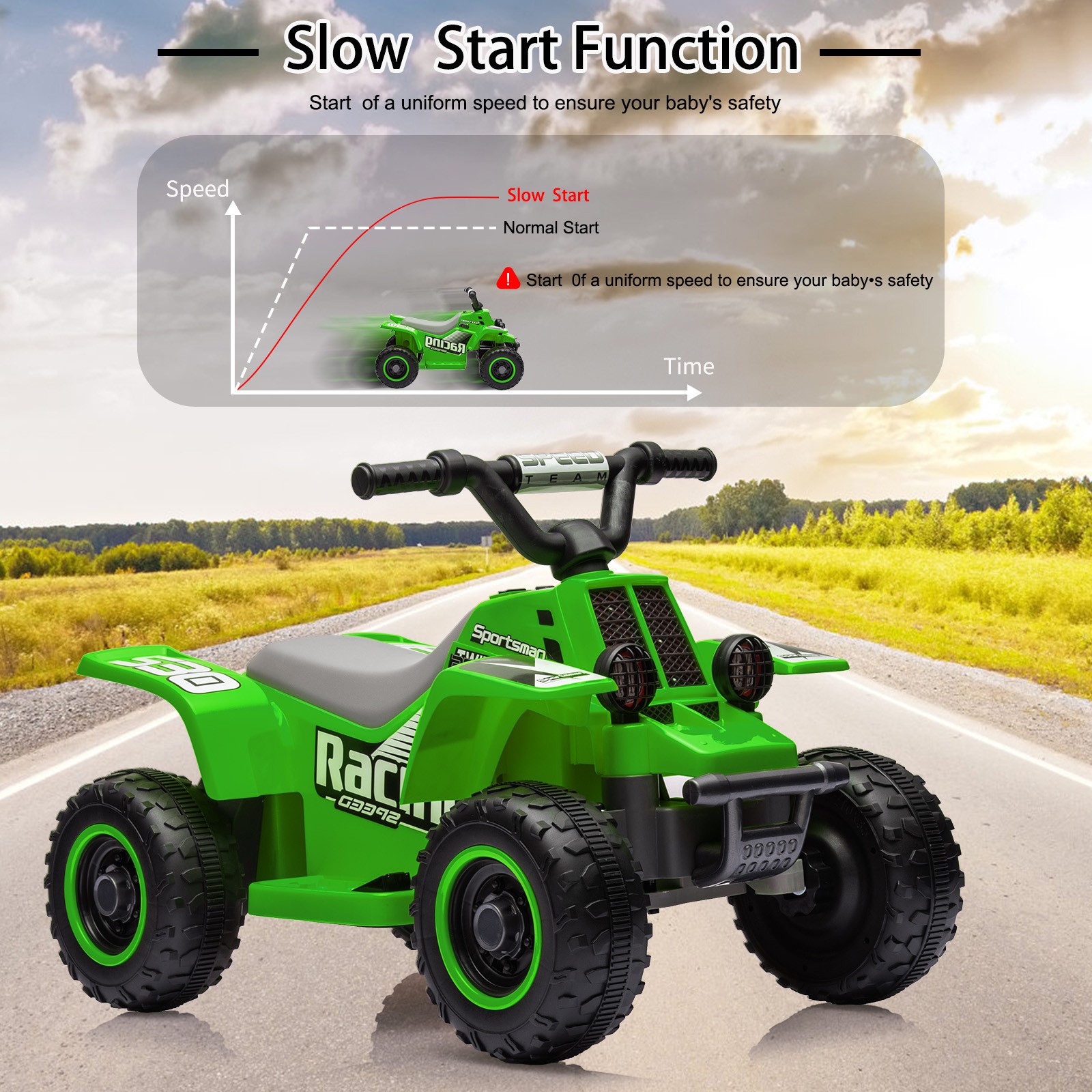Ride On Car Toys for Kids Electric ATV Off-Road Quad with 6V Battery Powered