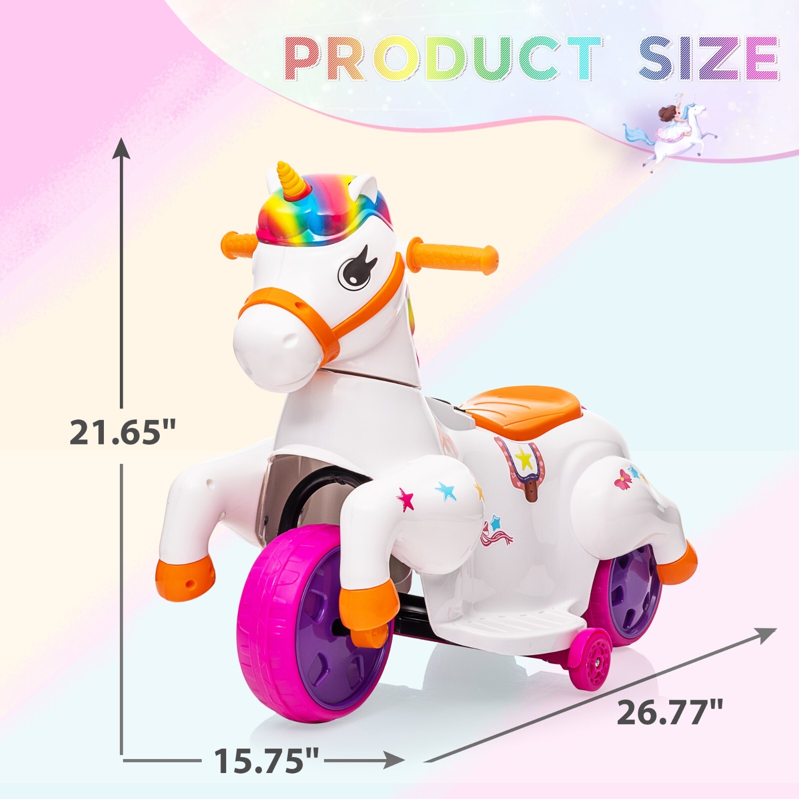 TOBBI Ride on Unicorn Car Baby Rocking Horse Toys for Girls Electric Ride On Toy