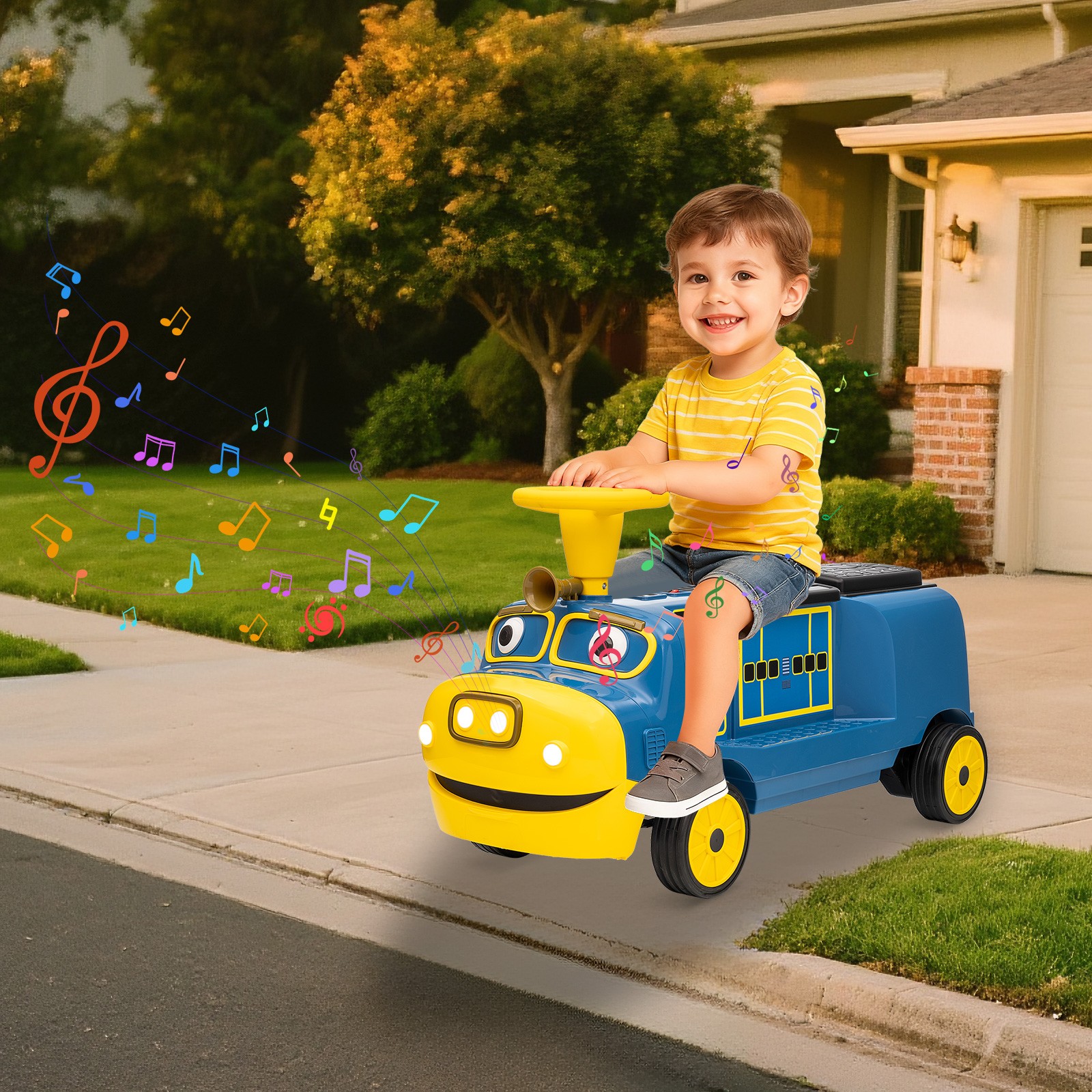 12V Kids Ride On Car 2-Seater Electric Toy Train Trackless Battery Powered Gift
