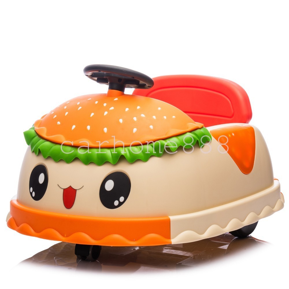 12V Kids Ride On Electric Bumper Car W/Parents Control, Cute Realistic Hamburger