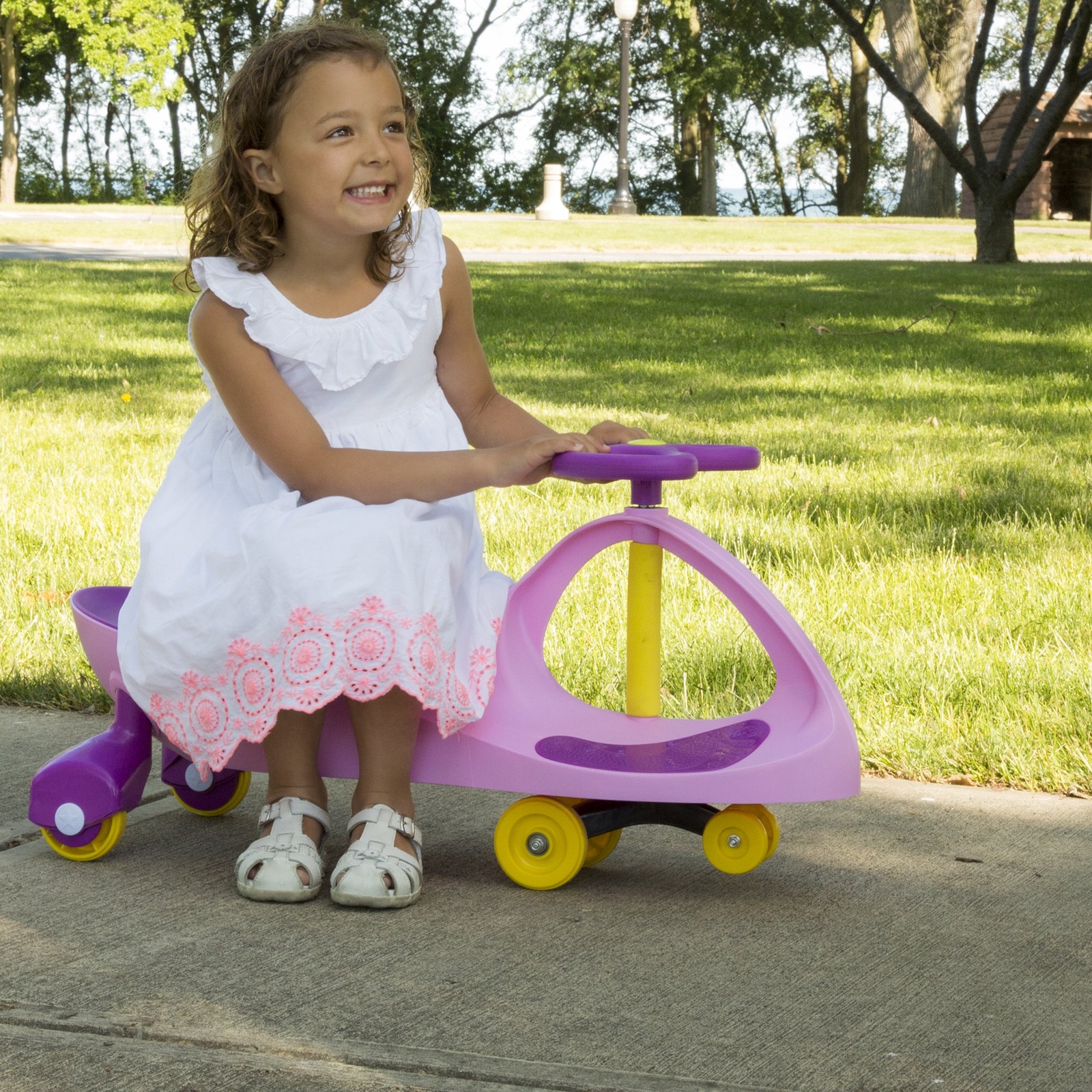 Pink and Purple Wiggle Car Ride On Toy for Kids Develops Motor Skills