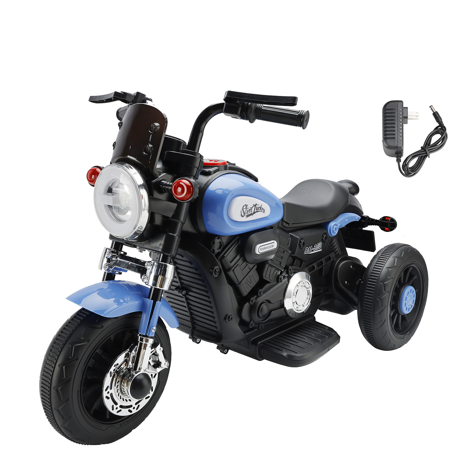 3 Wheel Kids Ride On Motorcycle 6V Powered Electric Dual Drive Toy Car Blue E4