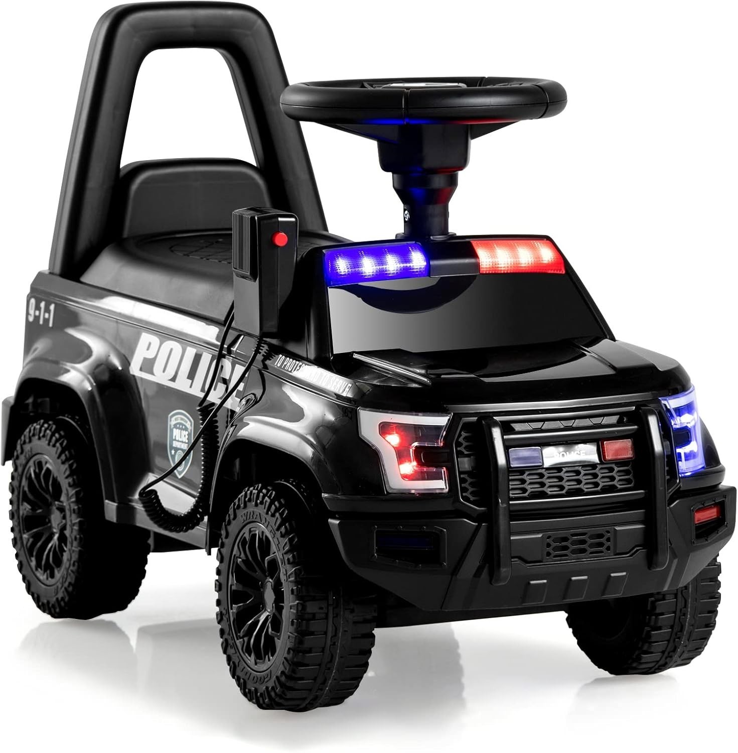 Ride on Push Police Car, Toddler Foot-To-Floor Sliding Toy with Siren, Steering