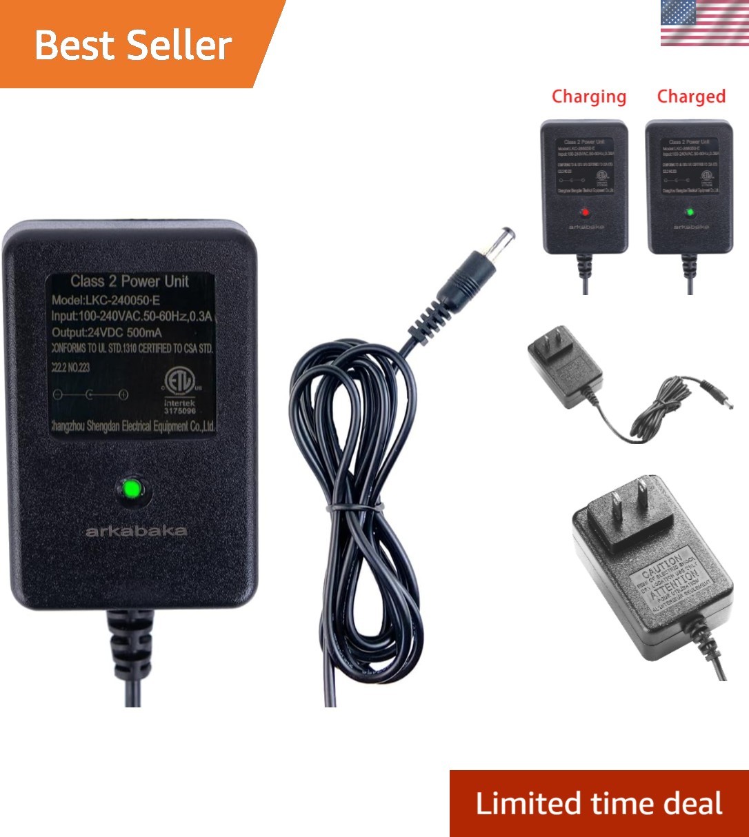 24 Volt Power Supply for Ride-On Cars – Built-in Protection & Easy Plug-In Use