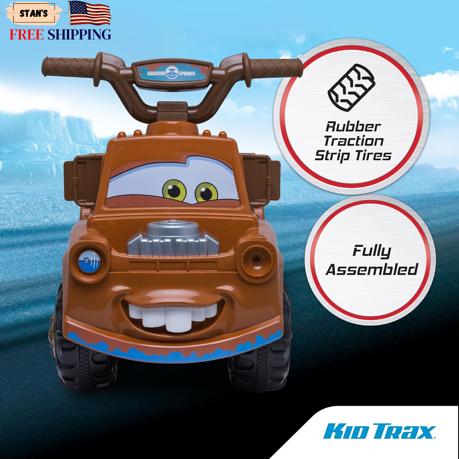 Kid Trax Toddler Disney Cars 3 Tow-Mater Electric Quad Ride-On Kids 1.5-3 Years