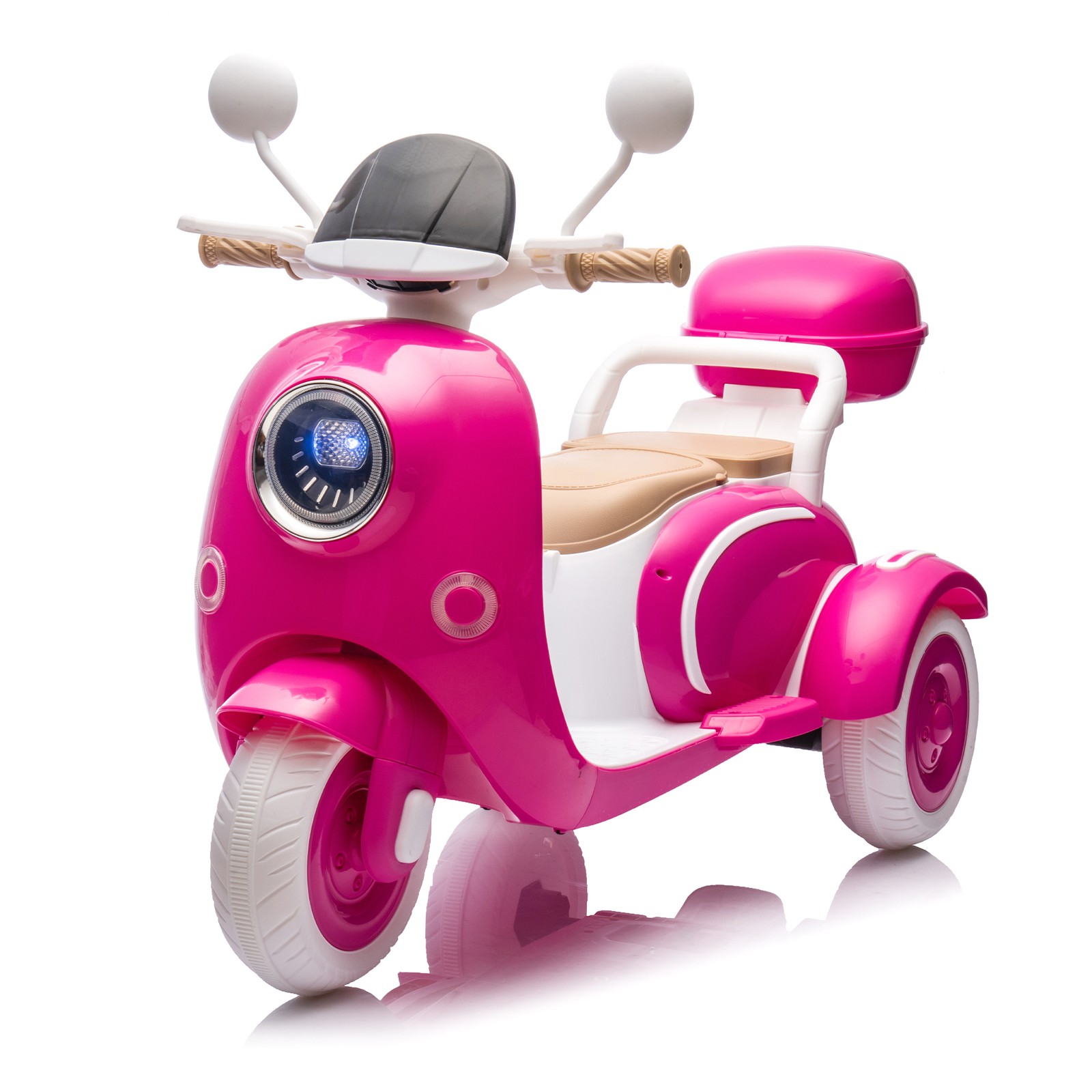 12V Two Motors Kids Ride On Level Up Two-seater 3 Wheel Toy for Kids 3-6 Rose