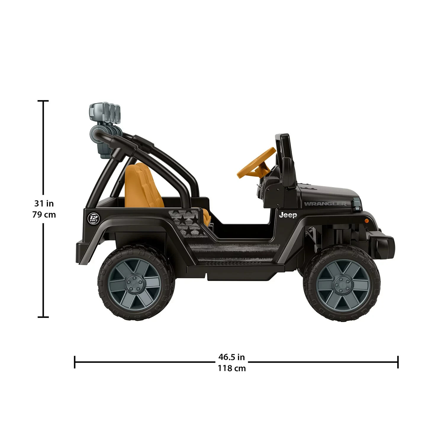 BLACK RIGHT ROLLBAR SUPPORT 3900-2492 for Willy’s Jeep Wrangler Power Wheels