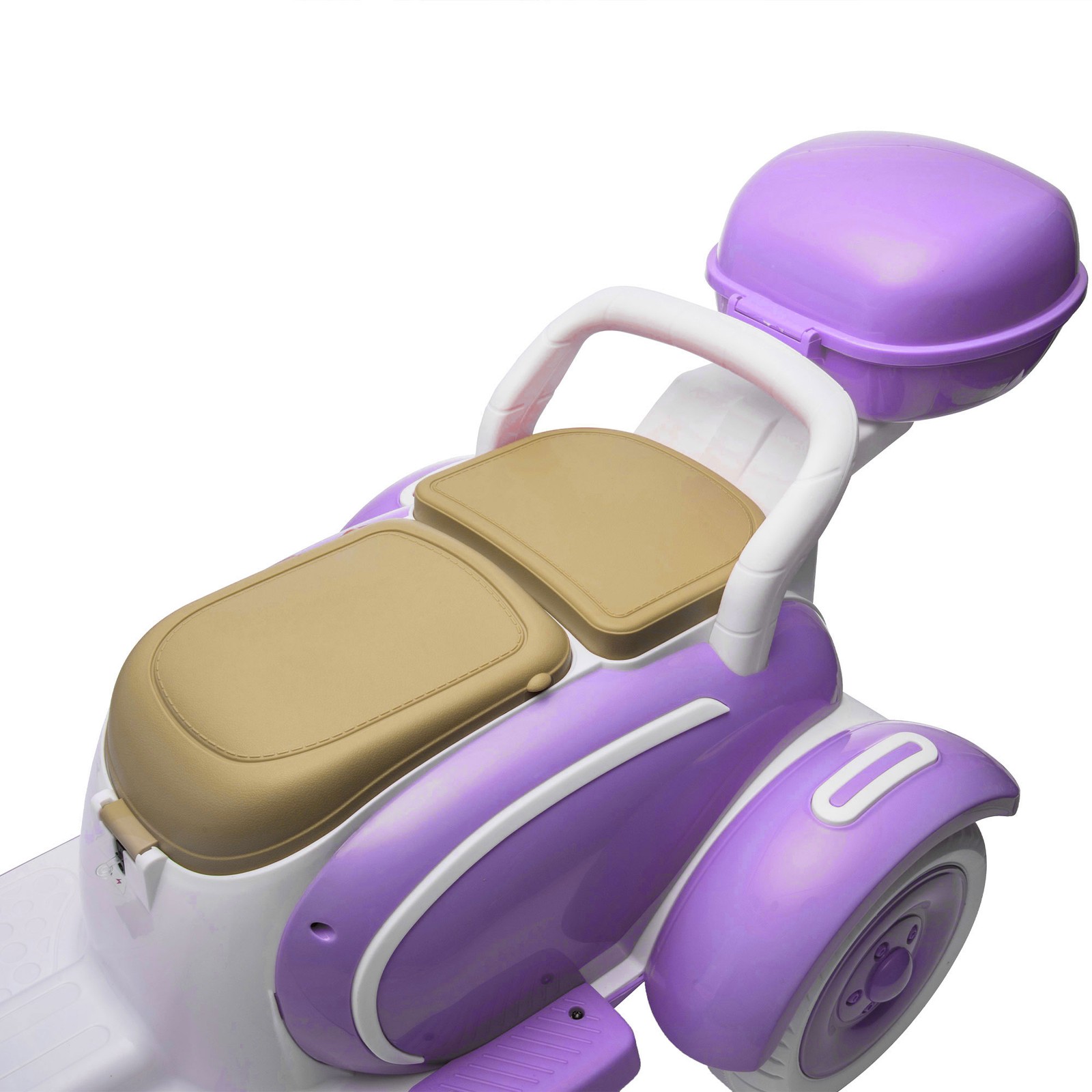 12V Two Motors Kids Ride On Level Up Two-seater 3 Wheel Toy for Kids 3-6 Purple