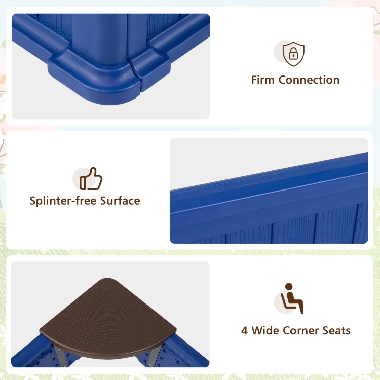 Kids Outdoor Sandbox with Oxford Cover and 4 Corner Seats