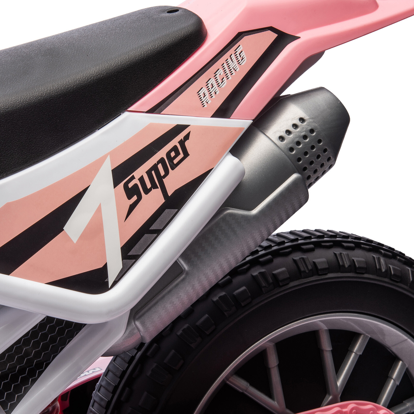 12V Kids Ride On Motorbike Motorcycle Dirt Bike with Music,Training Wheels Pink