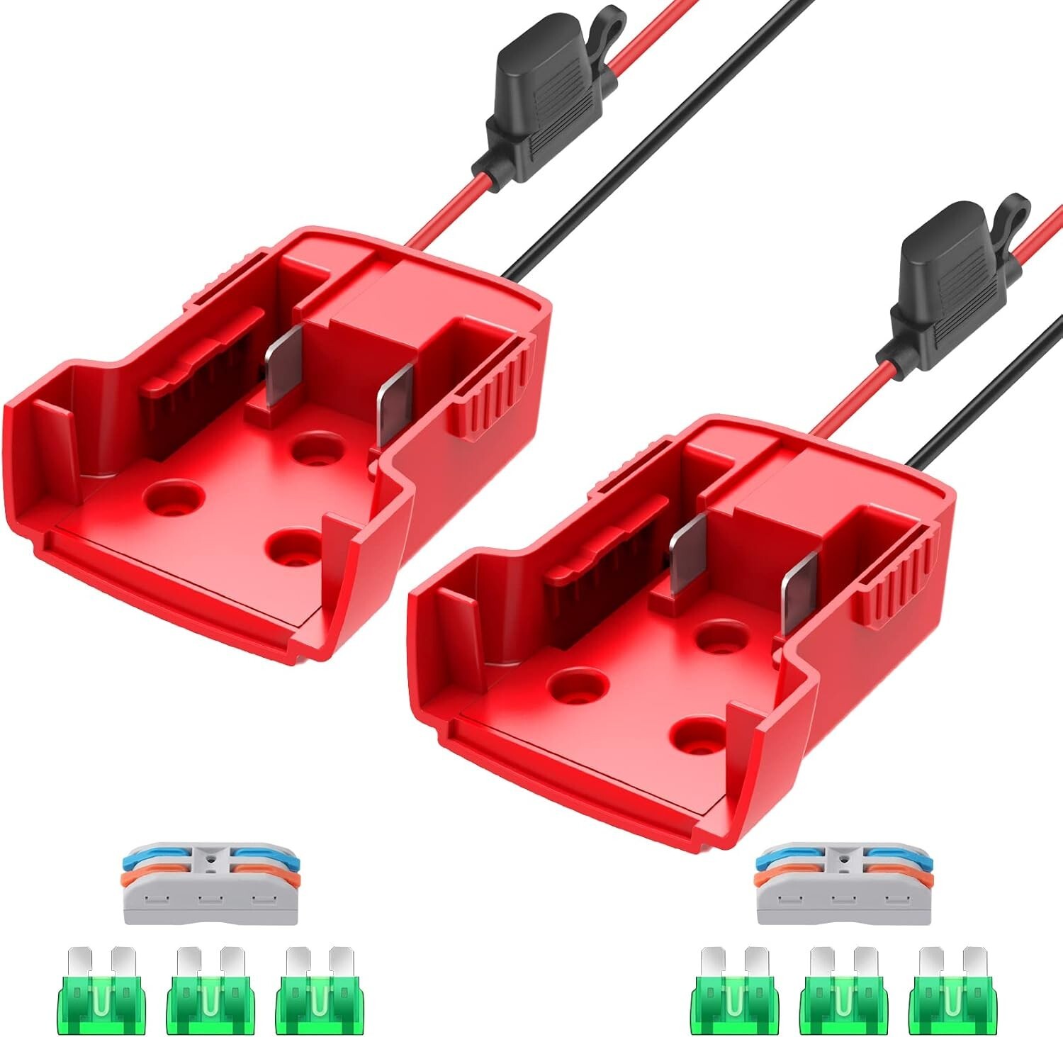 18V Milwaukee M18 Power Wheel Adapter Set – 2 Adapters with Heavy-Duty Fuses