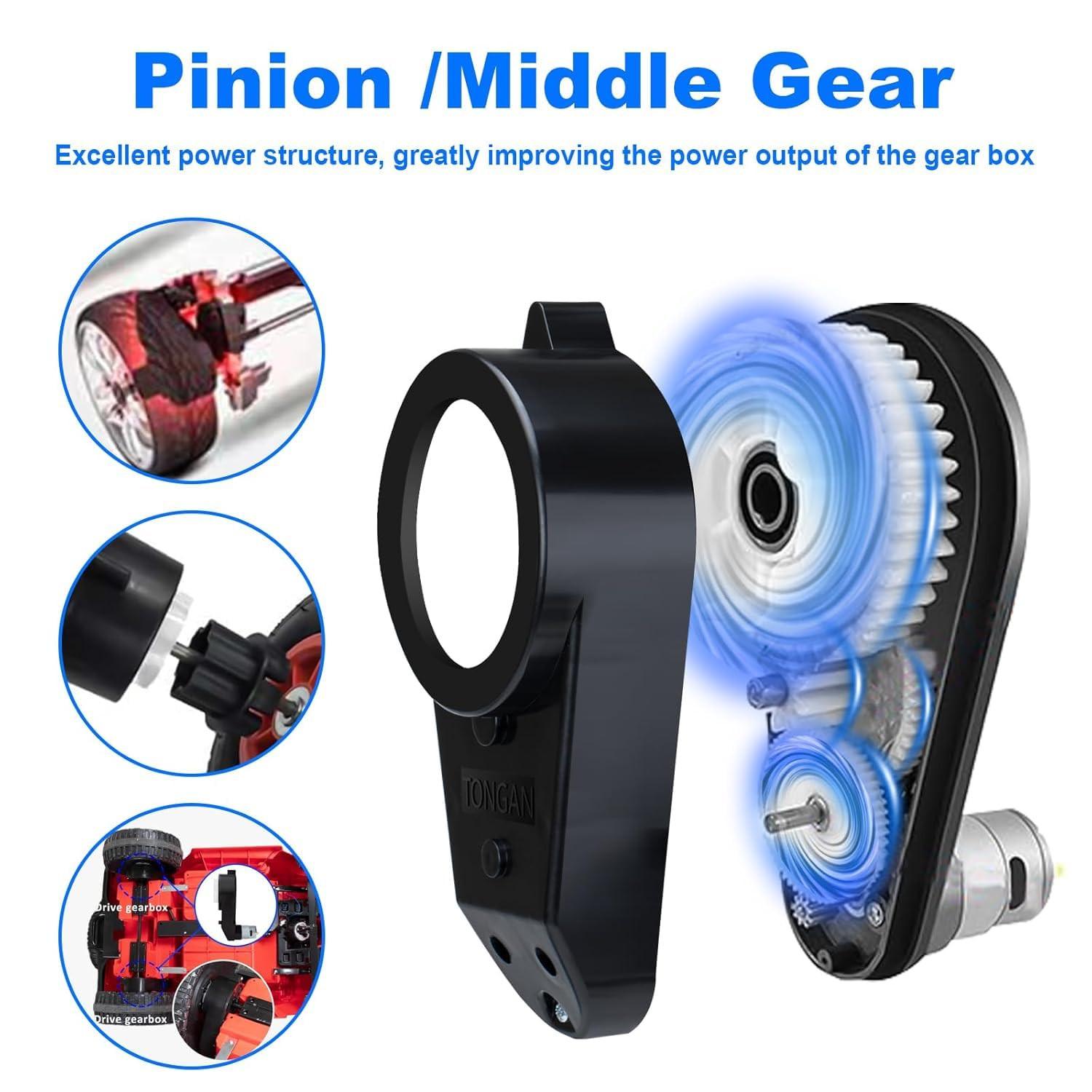 24V Powered Wheels Motor Upgrade RS555 High Speed 40000RPM Motor with Gearbox 2P
