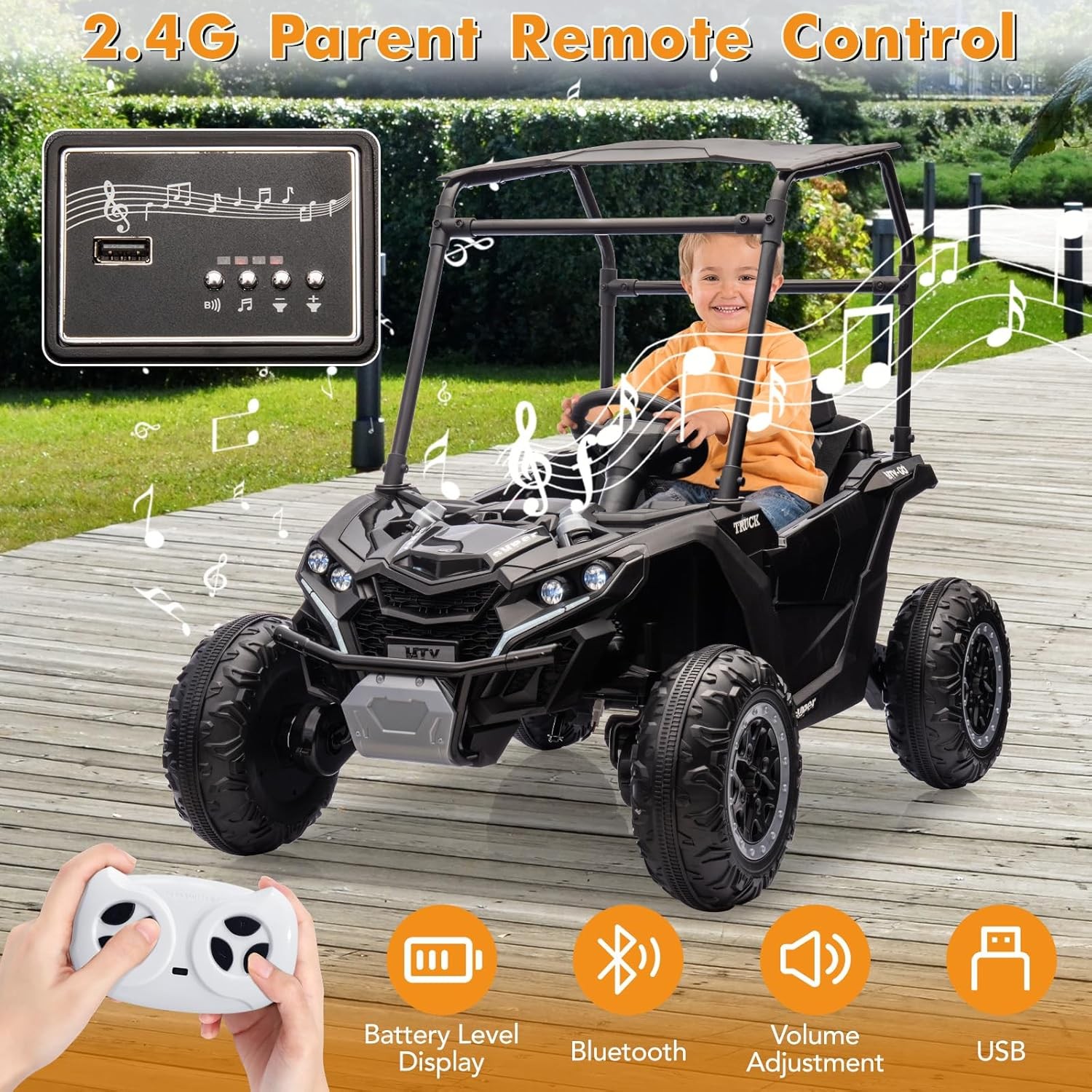 2 Seater Ride On Car Truck 24V Ride On Toys for Kids Electric Vehicle w/Remote