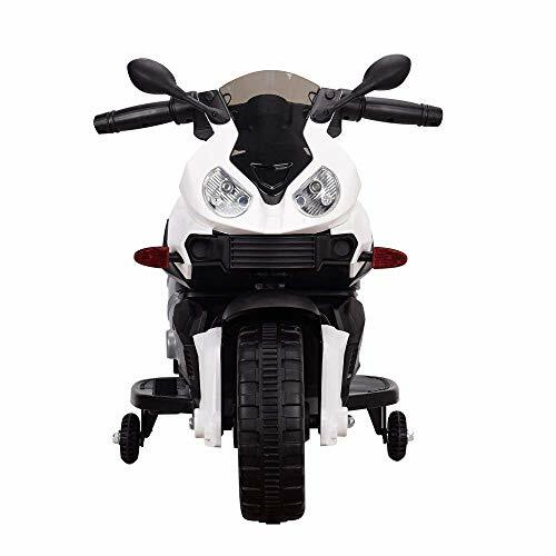 Tamco Sports Motorcycle Ride On Toy with Training Wheel, Electric Power White