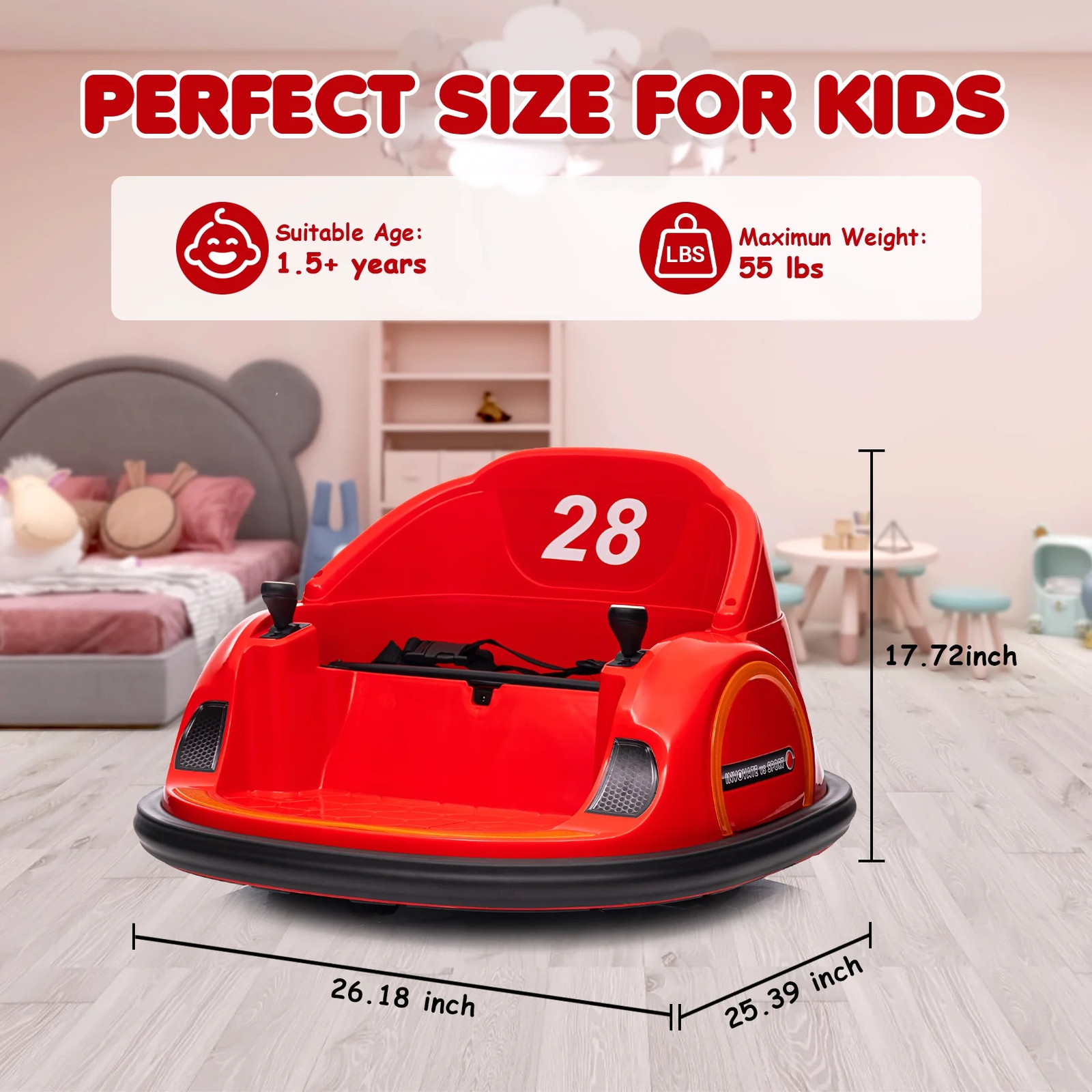 12V Electric Kids Ride on Bumper Car for Toddlers with Parent Remote