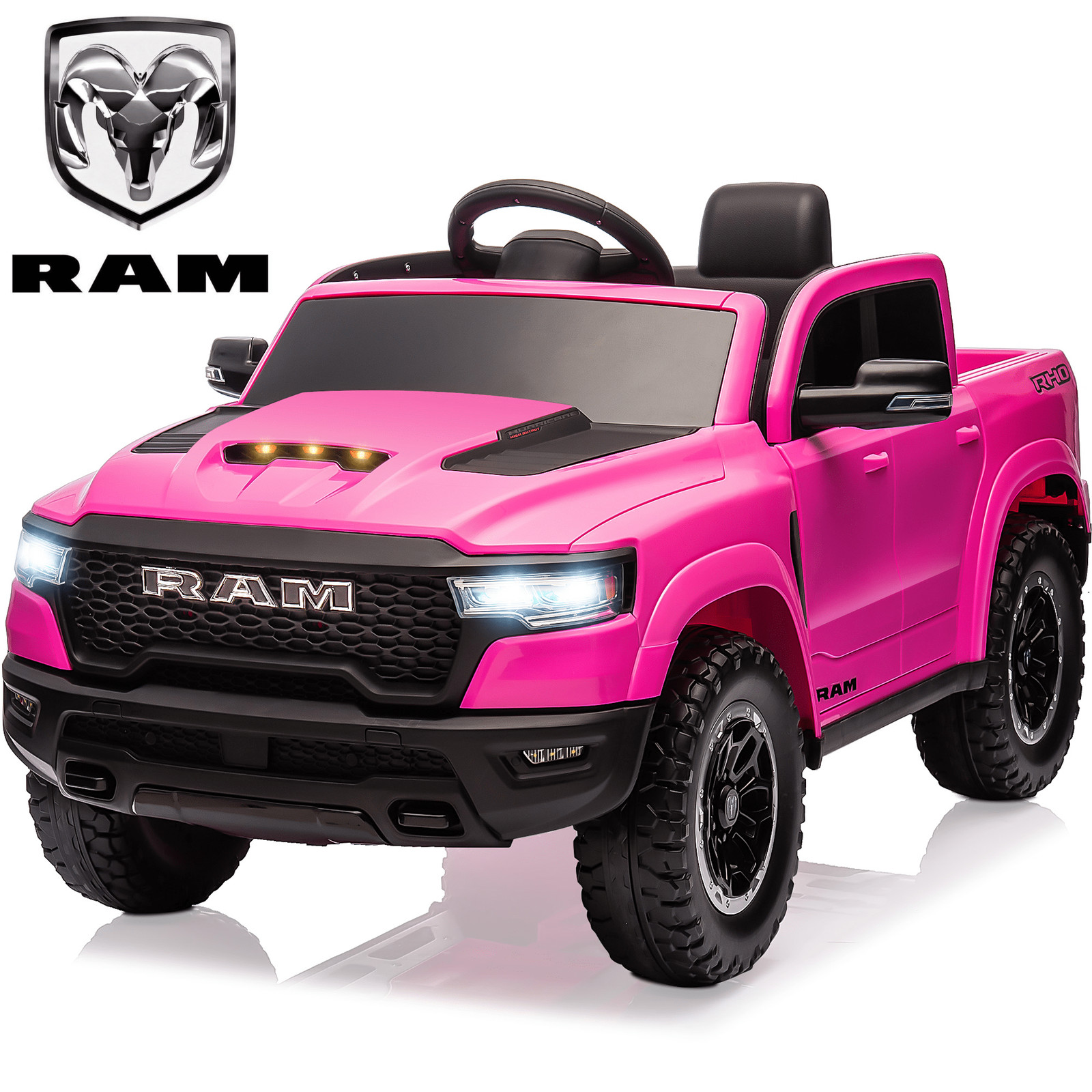 RAM Ride on Car, 12V Powered Ride on Toy with Remote Control, 4 Wheel Suspension