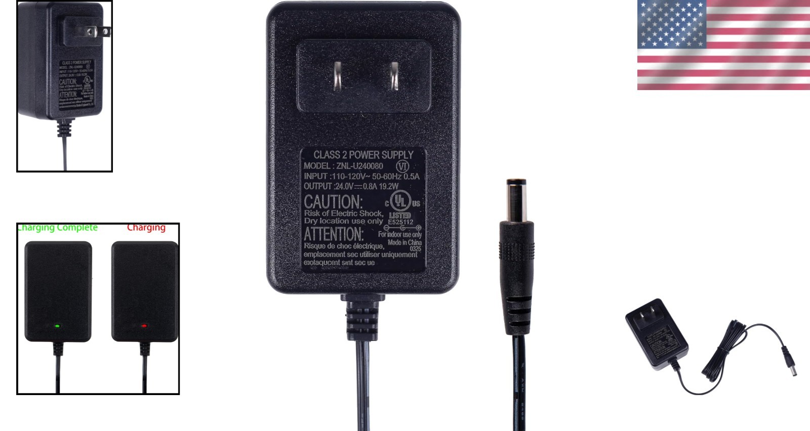 Universal 24V Battery Charger for Kids Ride-On Cars – Includes Dual Power Supply