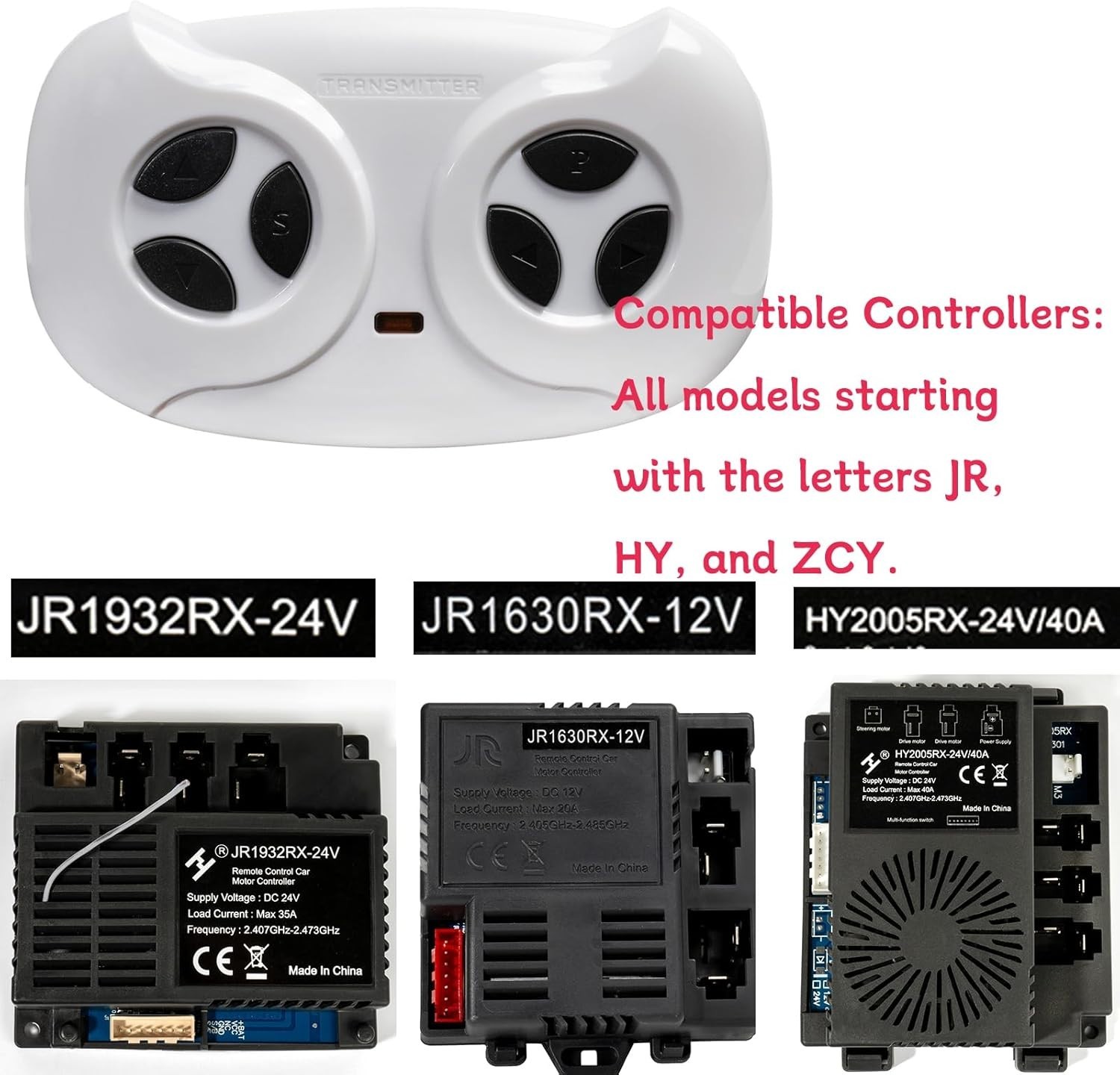 2.4G Remote Control for 12V Ride-On Cars, Compatible with Mercedes-Benz G63 & Mo