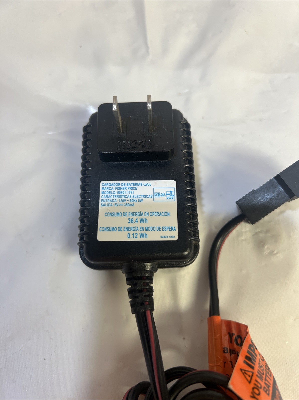 Fisher-Price Power Wheels 00801-1781 OEM Original Class 2 Battery Charger