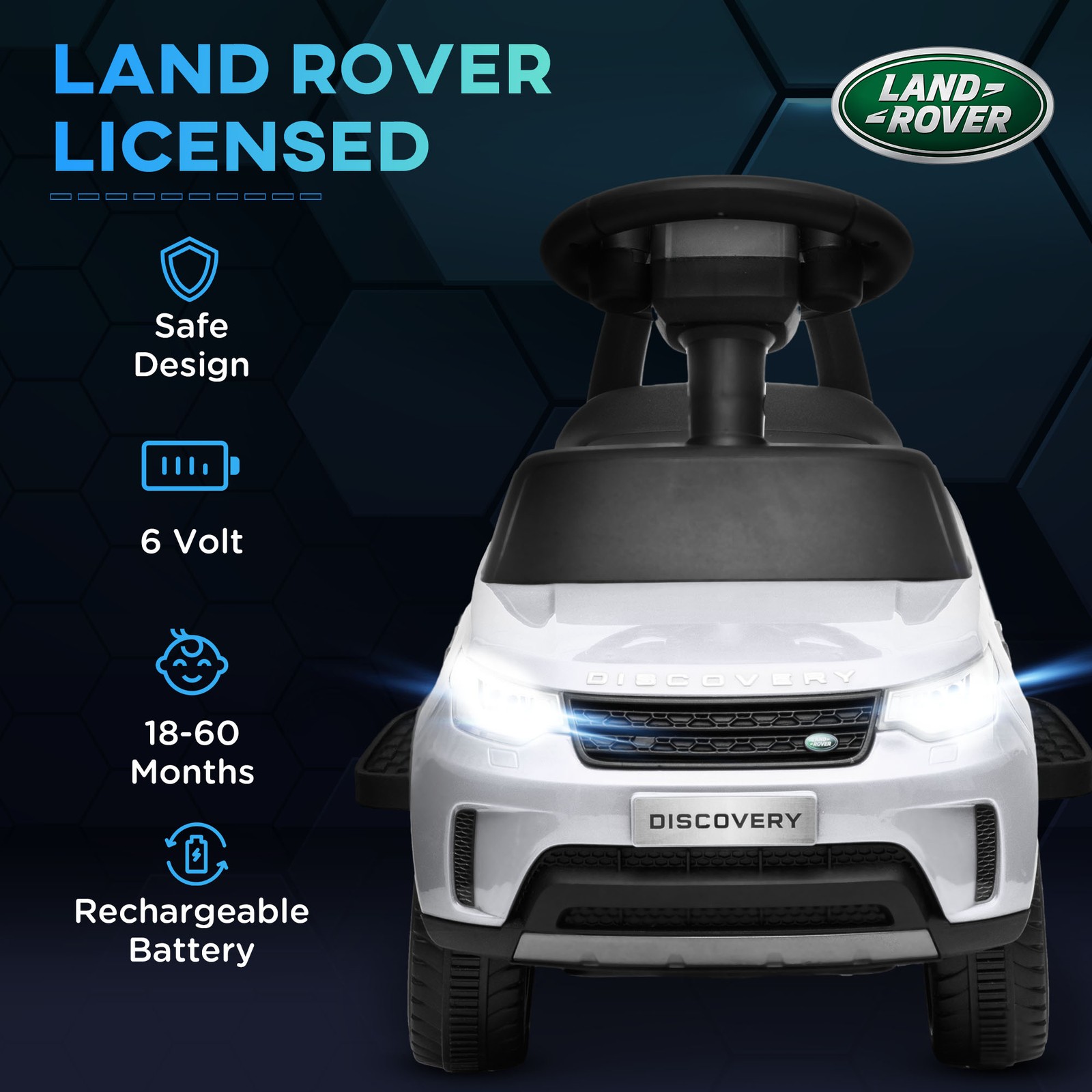 Qaba 2 in 1 Land Rover Licensed 6V Ride On Car, Sliding Car, White