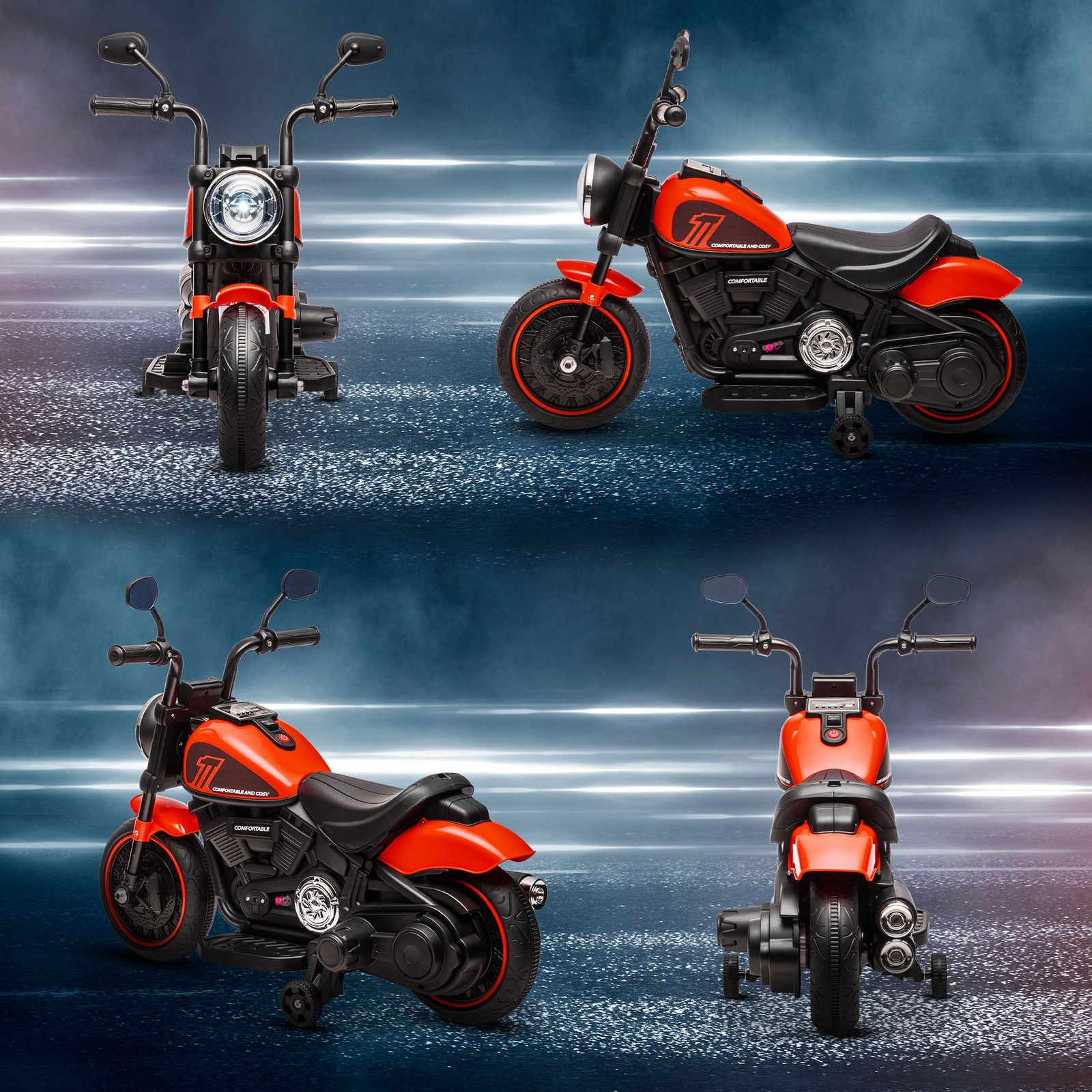 6V Motorcycle for Toddlers 30×16.5×22.5 in 55lb Load Red