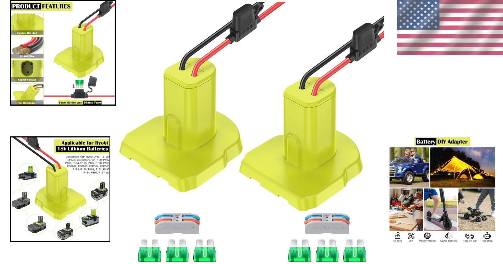 30Amp Fuse Ryobi 18V Battery Adapters – Secure Conversion Kit for DIY Projects