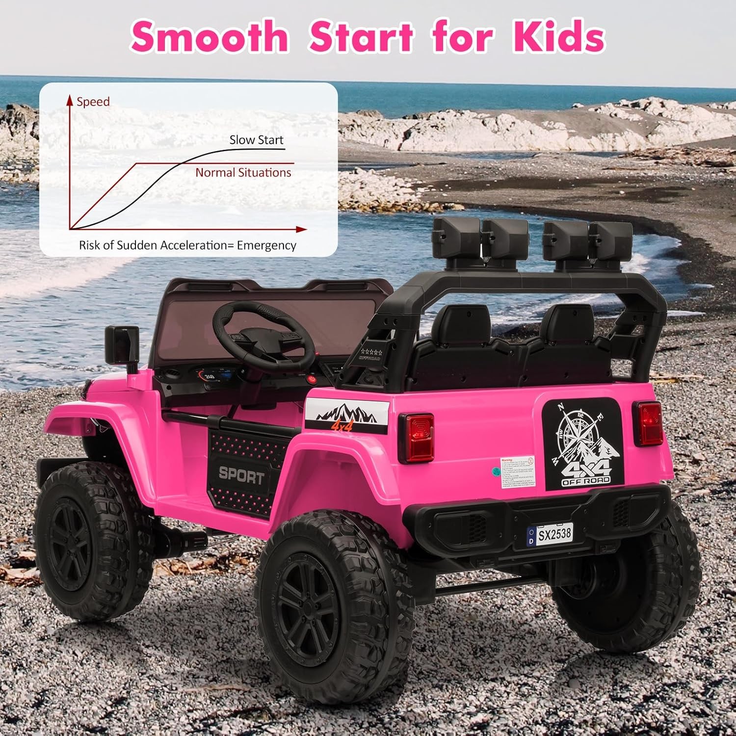 2 Seats 24V Ride On Car 4WD Electric Car Toys for Kids with Remote ＆ 7AH Battery