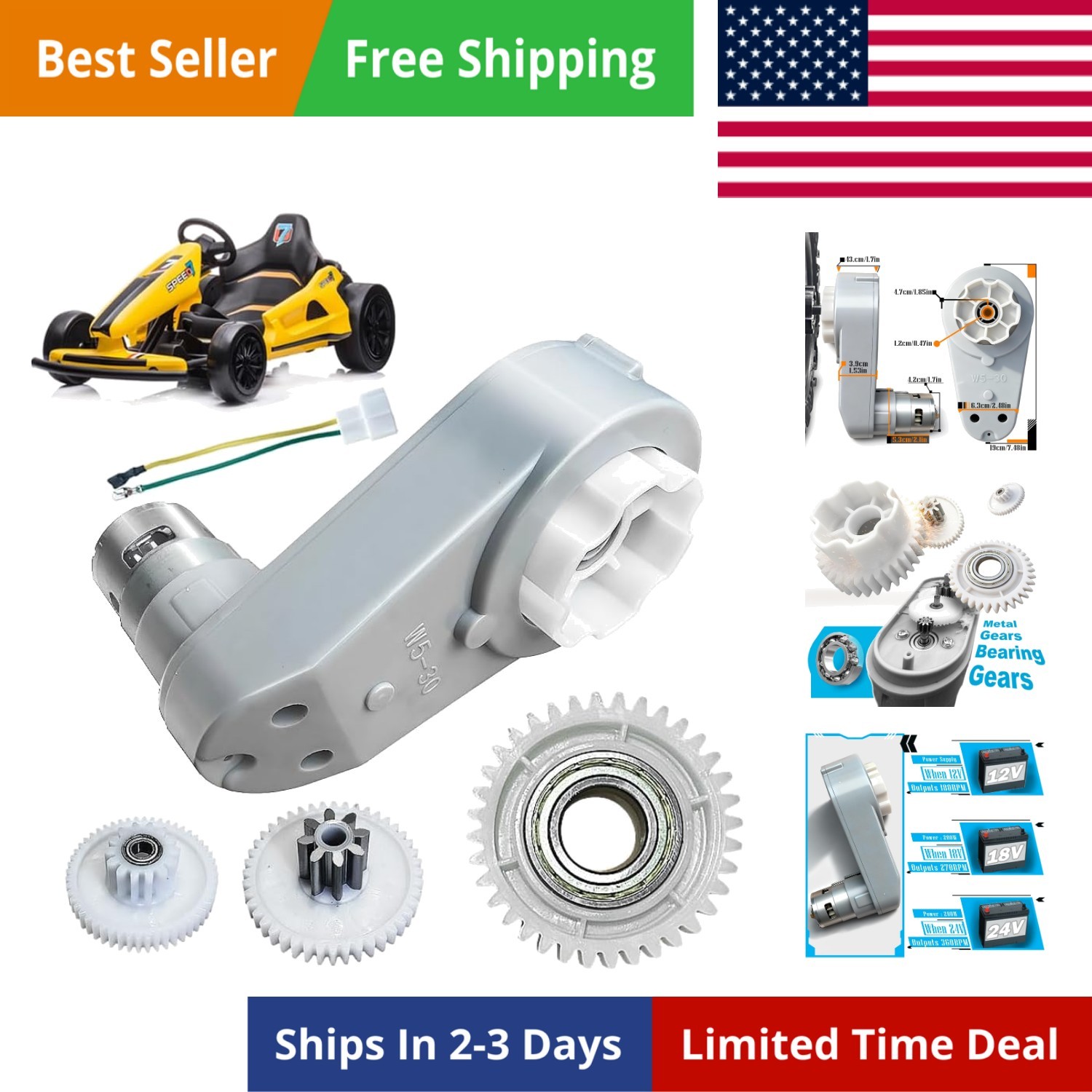 24 Volt RS775 High-Speed Motor Gearbox for Power Wheels Motor Upgrade,18V-24V…