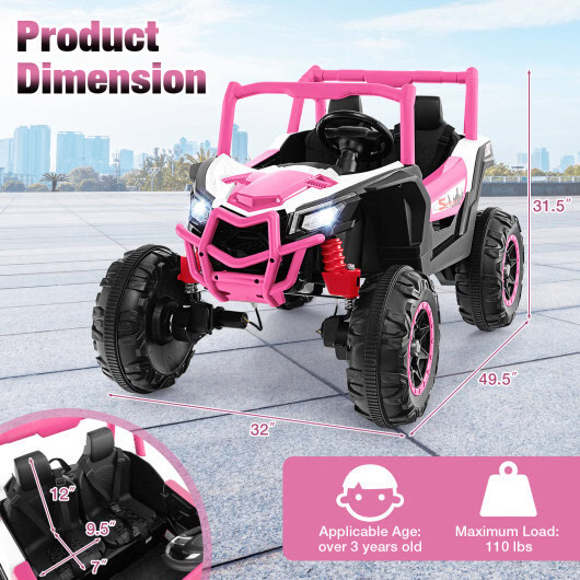 2-Seater Kids Ride on UTV with 2.4G Remote Control for over 3 Years Old Children