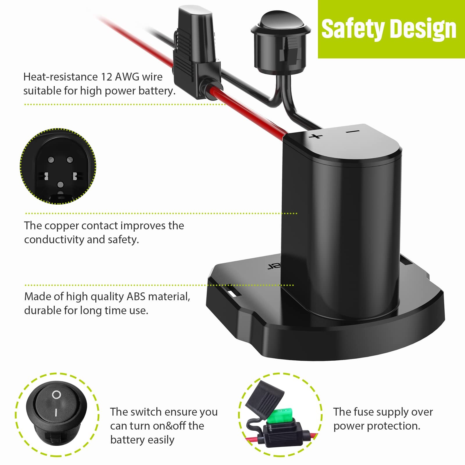 Power Wheel Adapter with Fuse&Switch, Secure Battery Adapter for 18V ONE+ Lit…